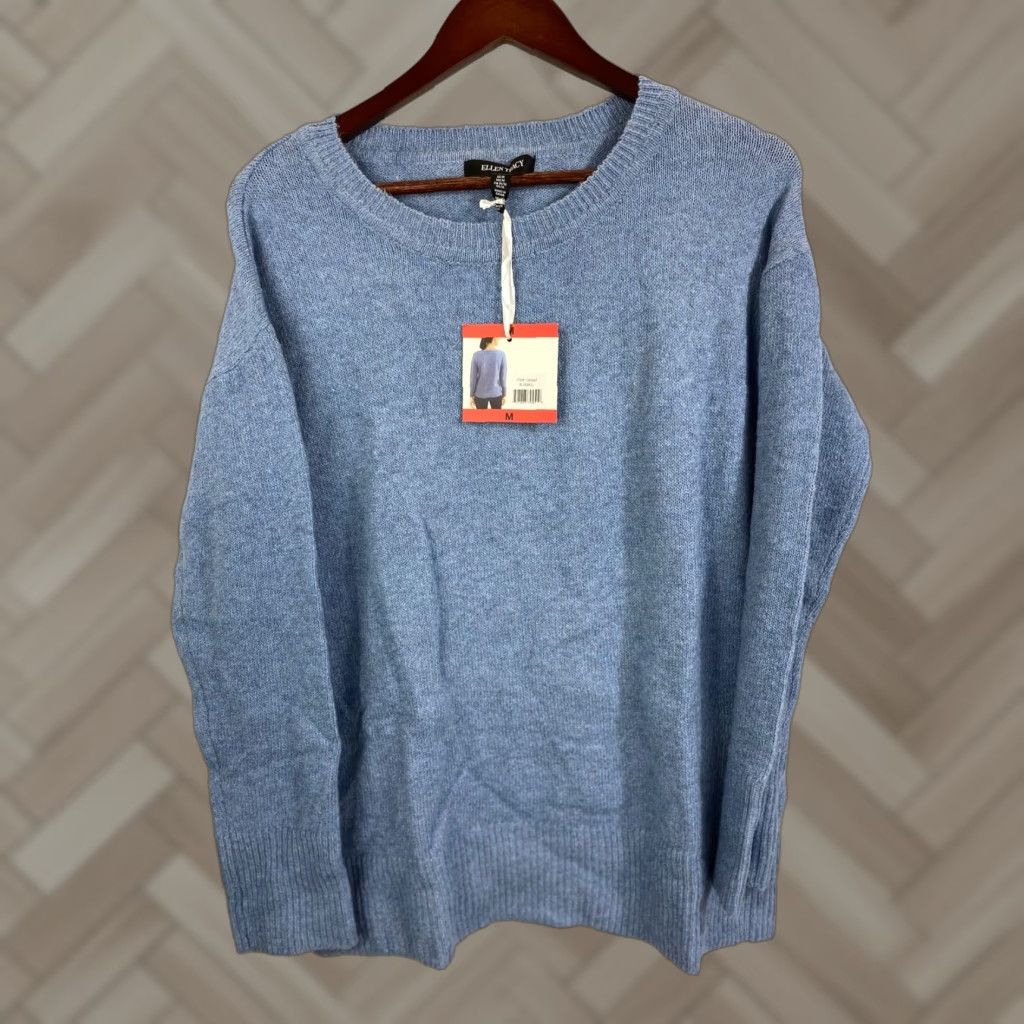 Ellen Tracy NWT Ellen Tracy Blue Round Neck Pullover Sweater Size M Womens Cable-Knit Polyester Blend Long Sleeve Size M / US 6-8 / IT 42-44 - 1 Thumbnail