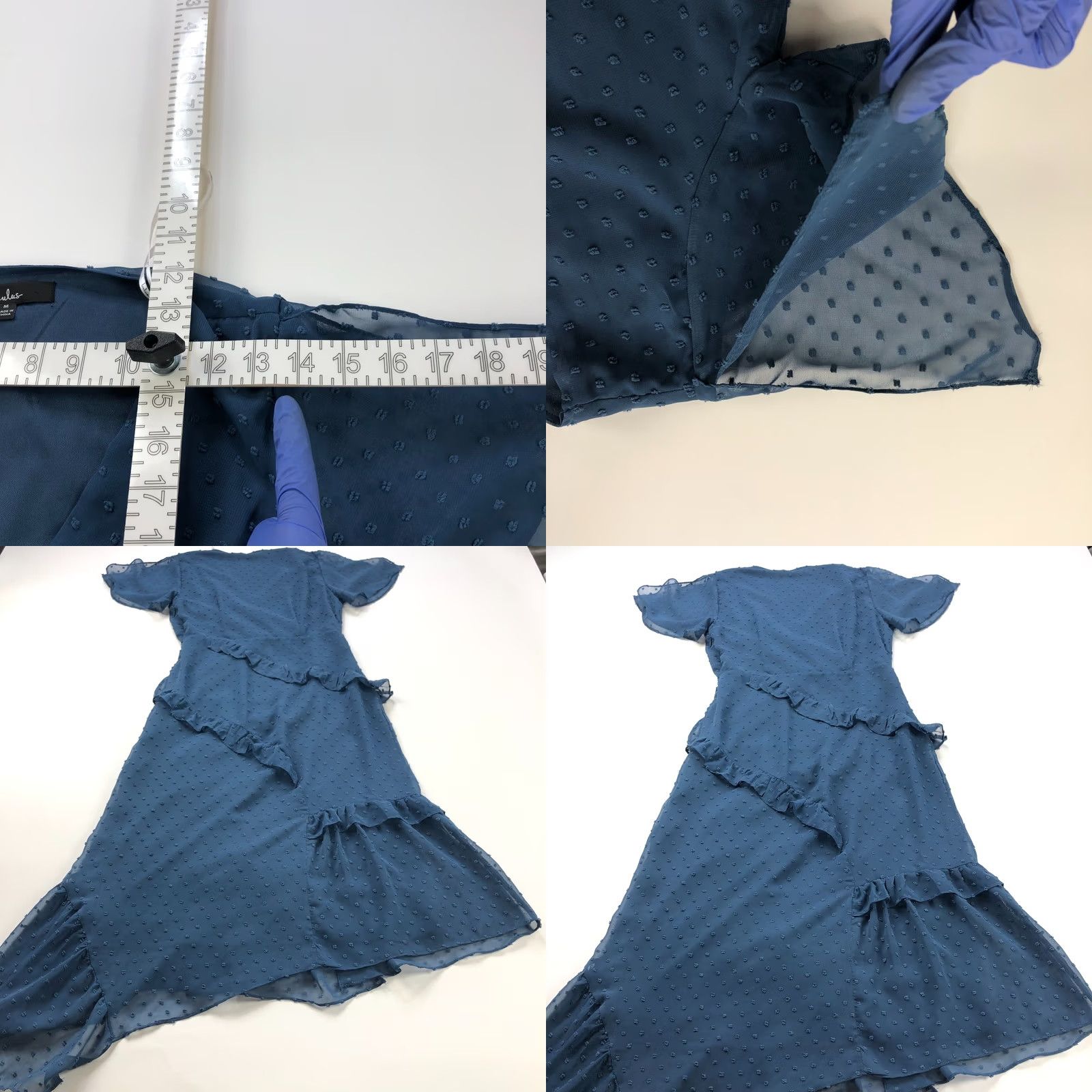 Lulus Lulus Midi Dress Blue Polka Dot A-Line Sleeveless V-Neck Tiered Layered V-Neck Womens XS? No, keep M. Size M / US 6-8 / IT 42-44 - 8 Thumbnail