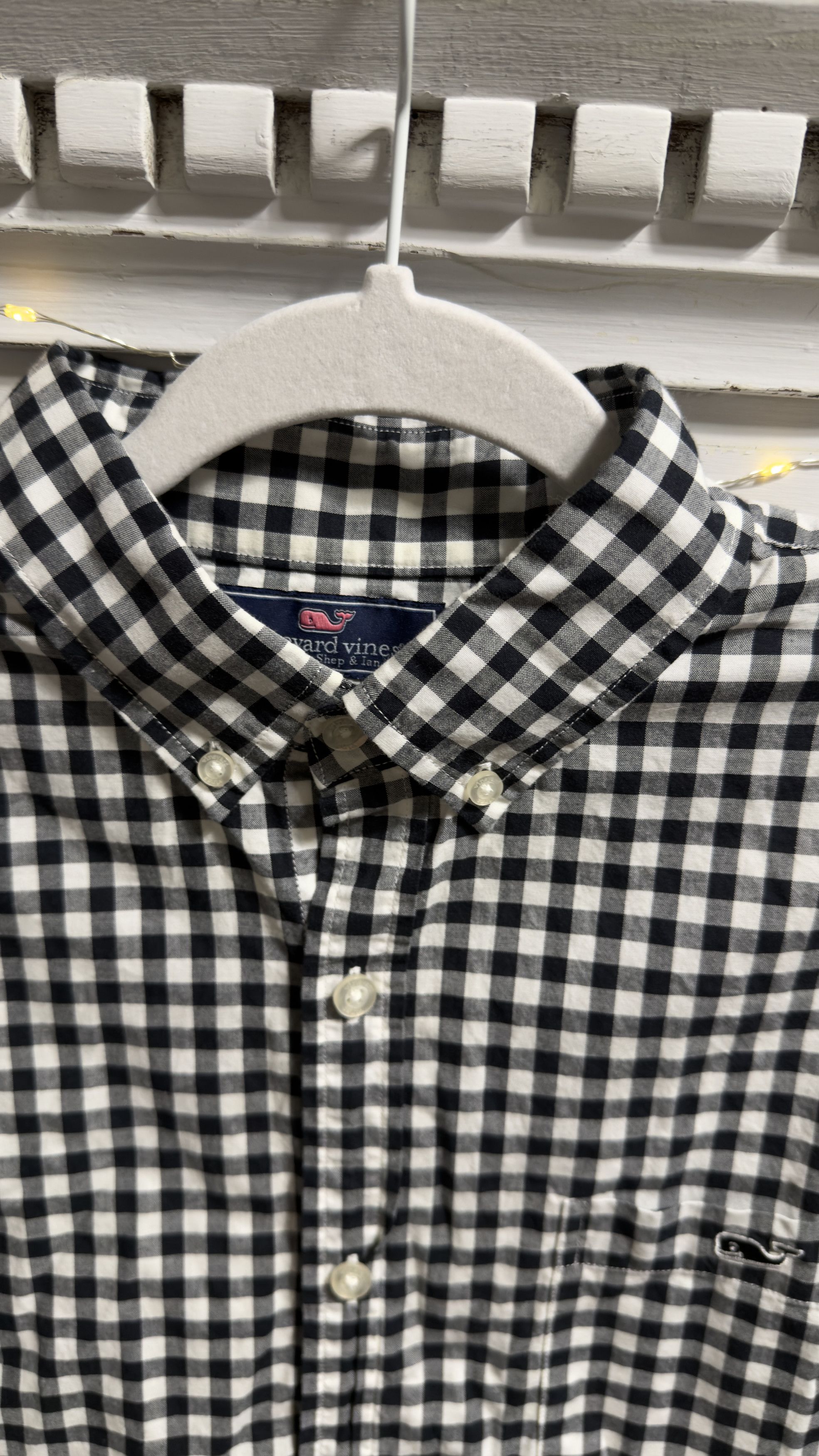 Vineyard Vines Navy Gingham Slim Fit Tucker Longsleeve Shirt Size US M / EU 48-50 / 2 - 4 Thumbnail