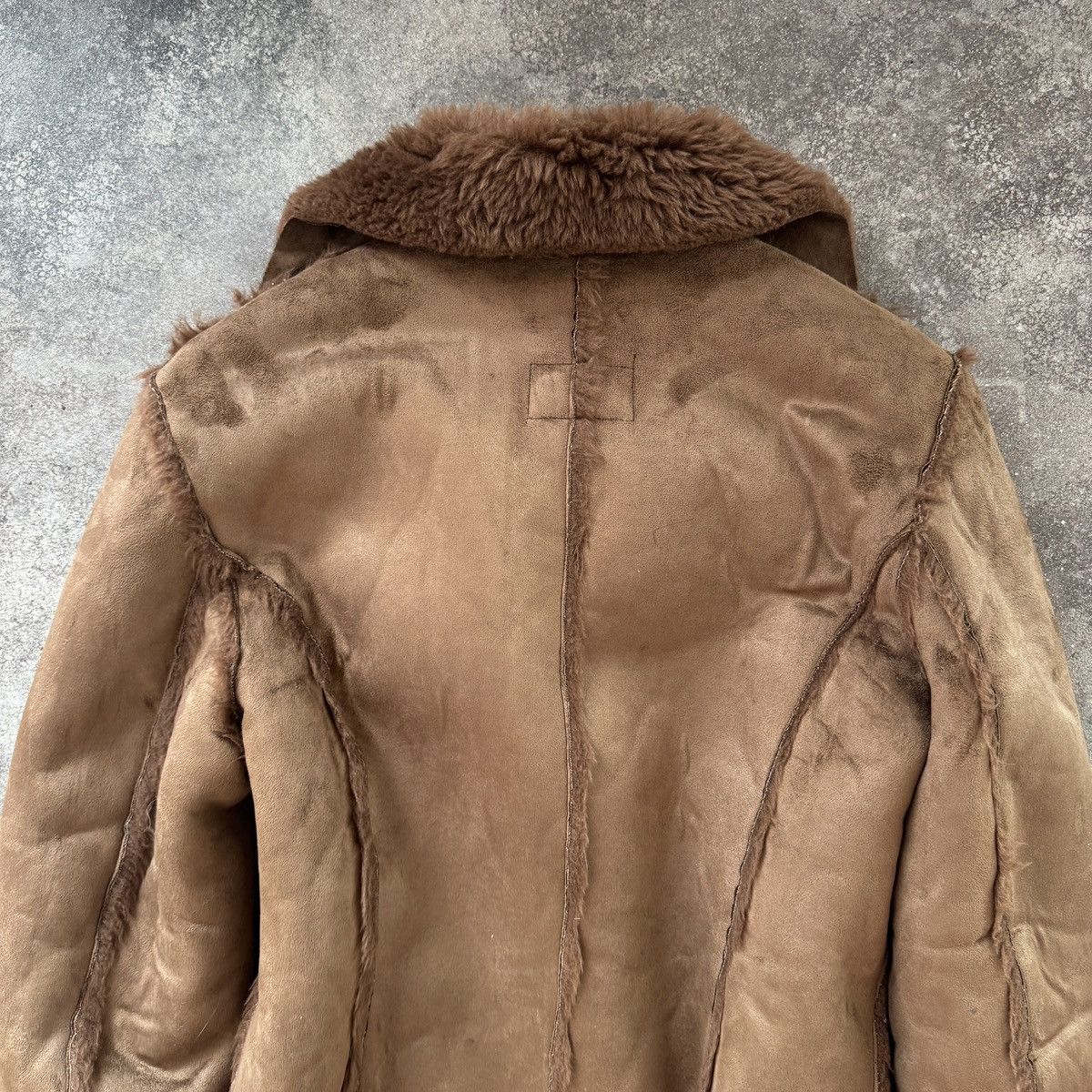 20471120 Japanese Style Faded/Washed Faux Fur Sheepskin Jacket Size XL / US 12-14 / IT 48-50 - 8 Thumbnail