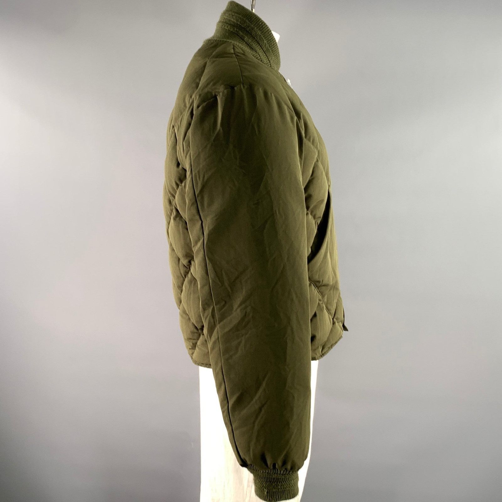 BRUT Archive BRUT XL Green Olive Quilted Down Polyester Bomber Jacket Size US XL / EU 56 / 4 - 3 Thumbnail