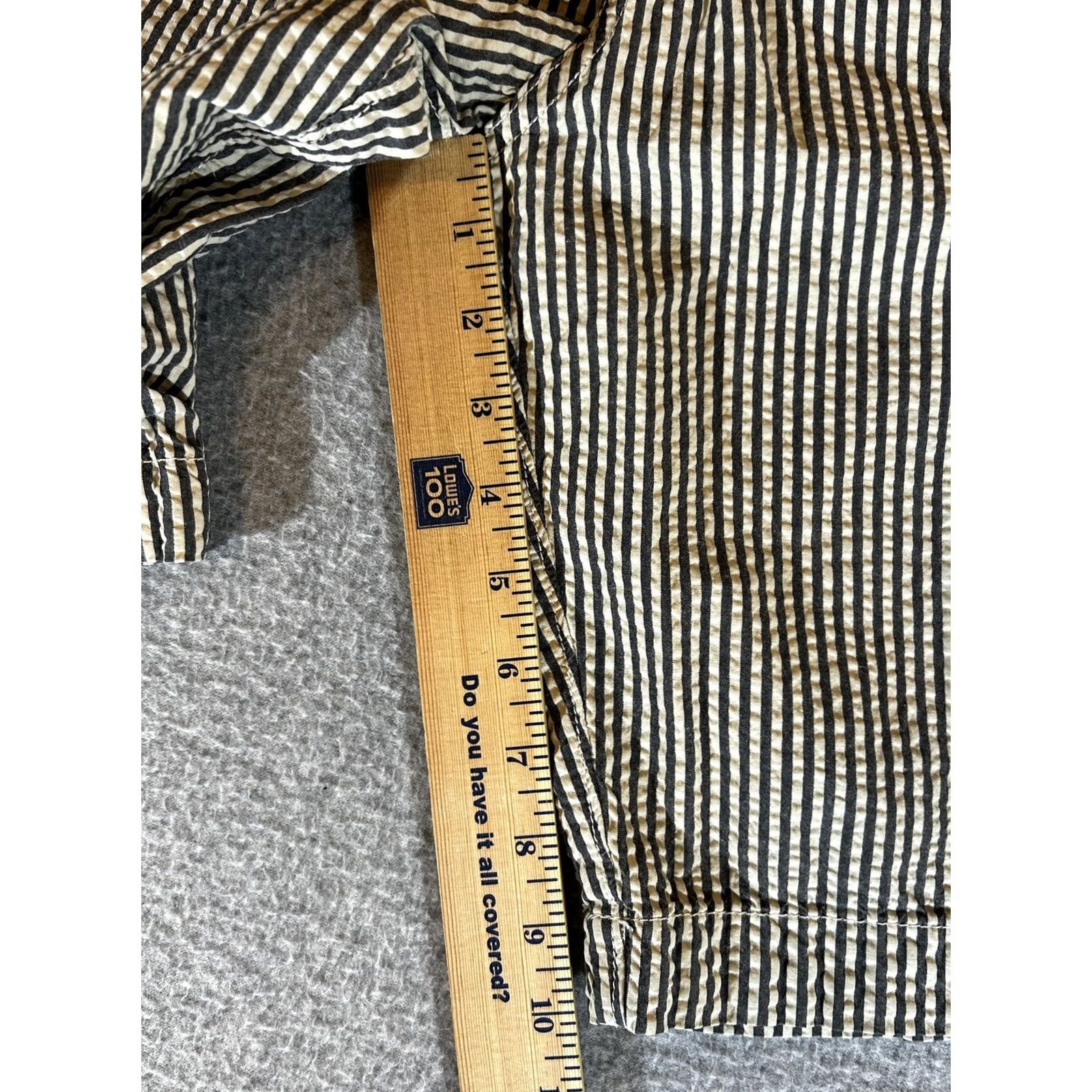 J.Crew J.Crew Mens 36 Striped Chino Shorts Seersucker Drawstring Flat Front Beige Vintage - Casual Summer Mens 36W Shorts Size US 36 / EU 52 - 2 Thumbnail