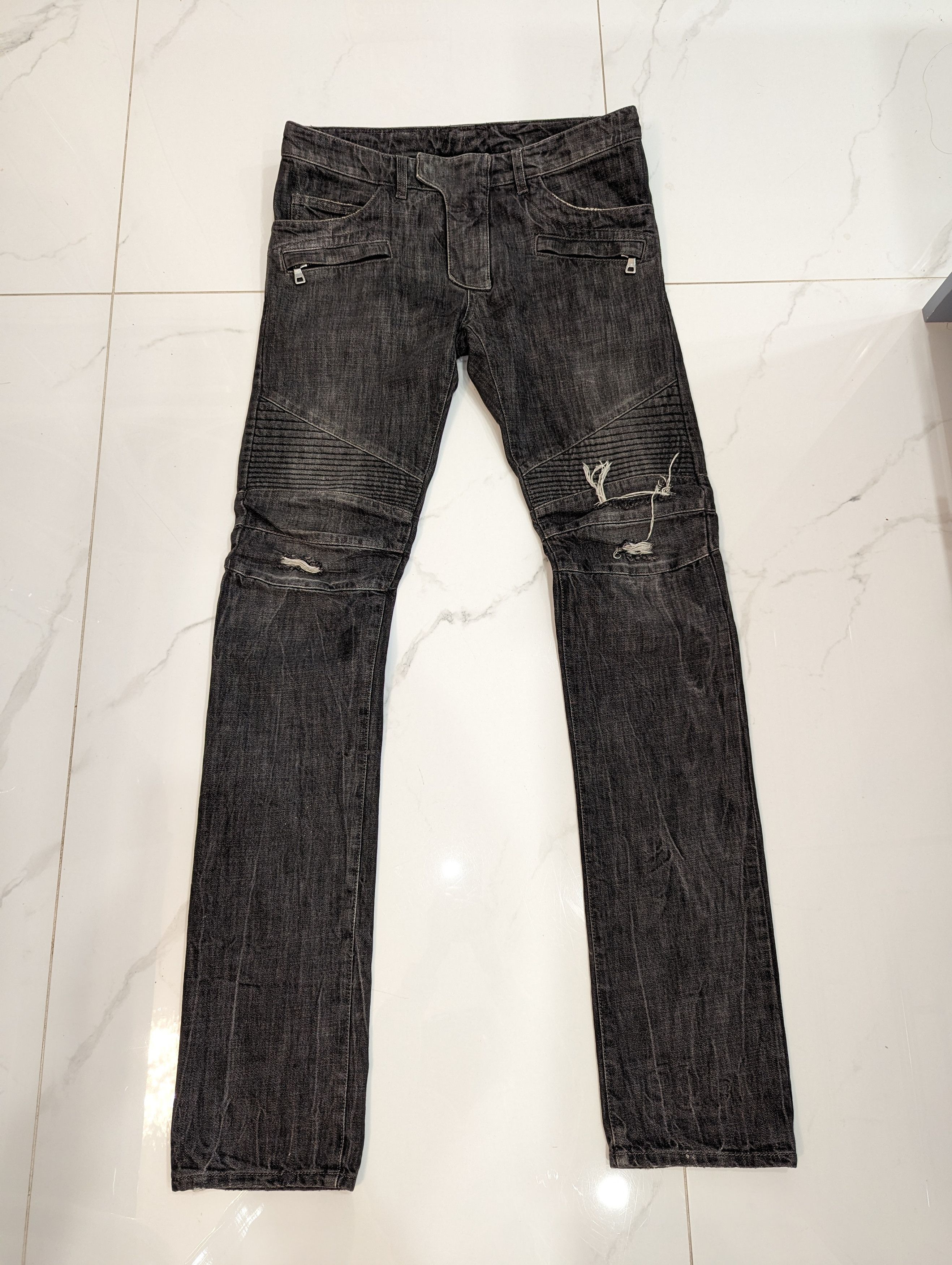 image of Balmain Biker Jeans in Black Grey, Men's (Size 30)