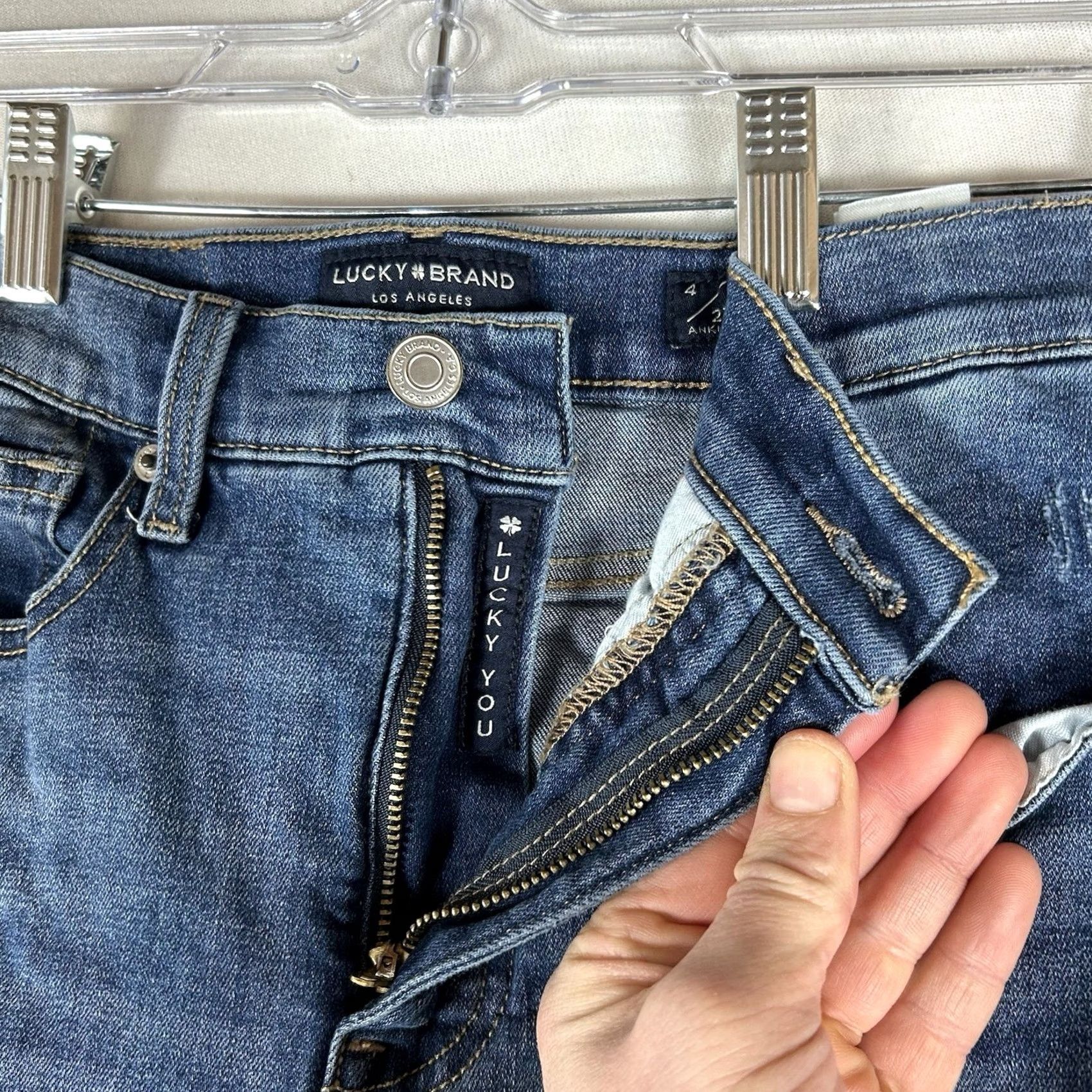 Lucky Brand Lucky Brand Bridgette Skinny Jeans Womens 4 Blue Denim Ankle High Rise 27in 5-Pocket Cotton Elastane Slim Crop Vintage No Size 27" / US 4 / IT 40 - 4 Thumbnail