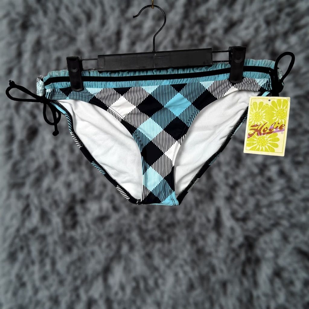 Vintage Hobie Bikini Bottom XL Crystal Blue Argyle Hipster Beach Swim Bottom Womens Size 40" / US 18 - 1 Thumbnail