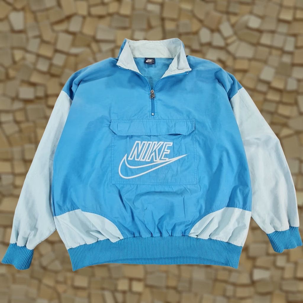 Nike VINTAGE Nike Dri-Fit Jacket Mens XL Blue Windbreaker 80s USA Quarter Zip Pockets Size US XL / EU 56 / 4 - 1 Thumbnail