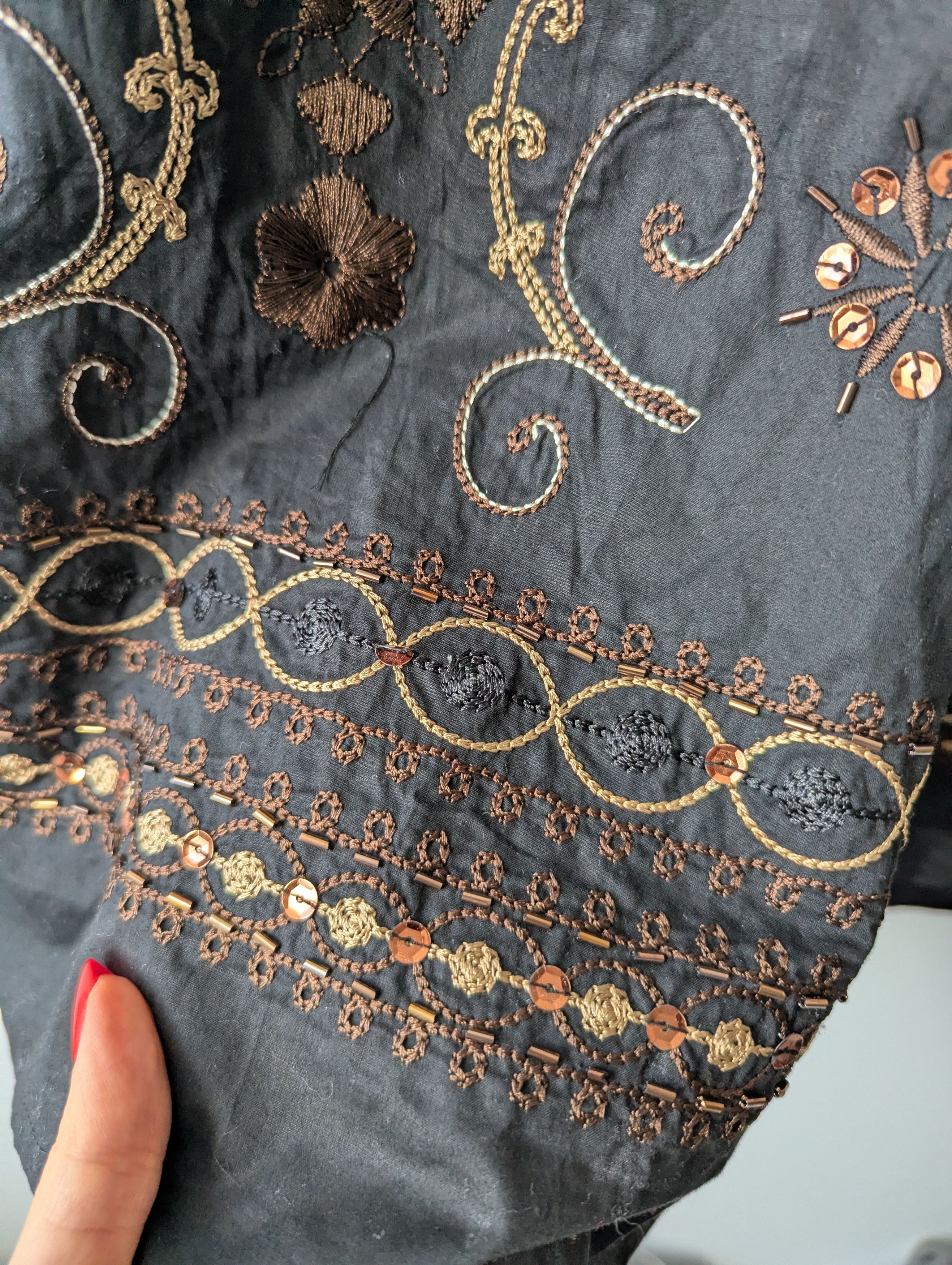 Other Apriori Embroidered Cotton Midi Skirt Black Boho Millenium Size 30" / US 8 / IT 44 - 3 Thumbnail