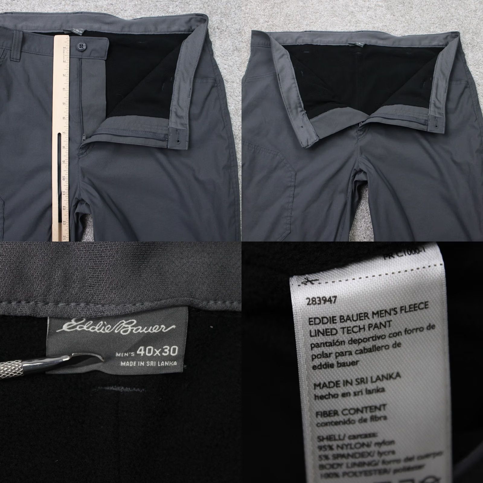 Eddie Bauer Eddie Bauer Pants Men 40x30 Gray Fleece Lined Tech Nylon Stretch Cargo Pocket Slim Straight 5-Pocket Size US 40 / EU 56 - 8 Thumbnail