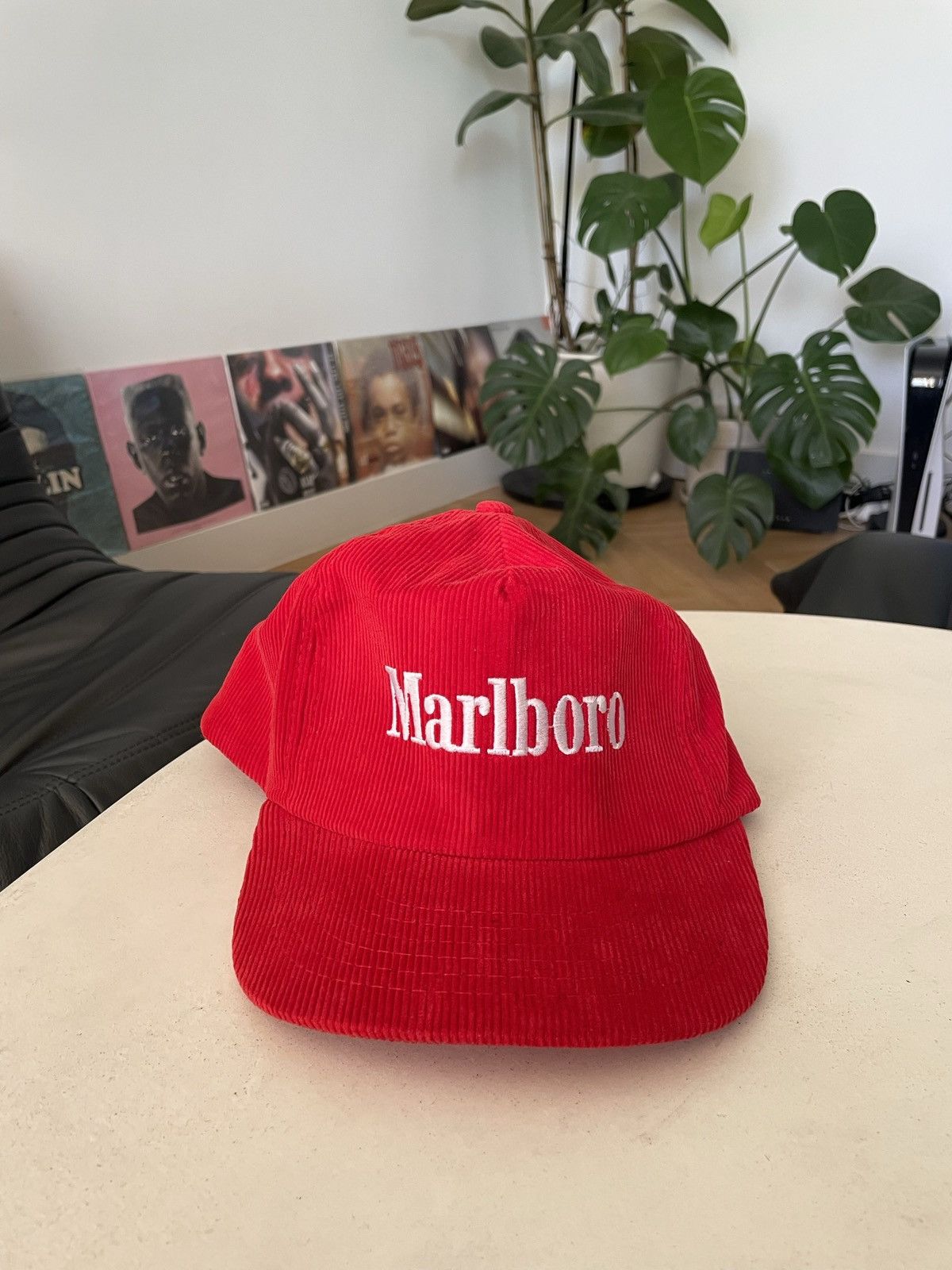 image of Dad Hat x Marlboro Vintage Corduroy Hat Classic Logo Hype Cap in Red, Men's