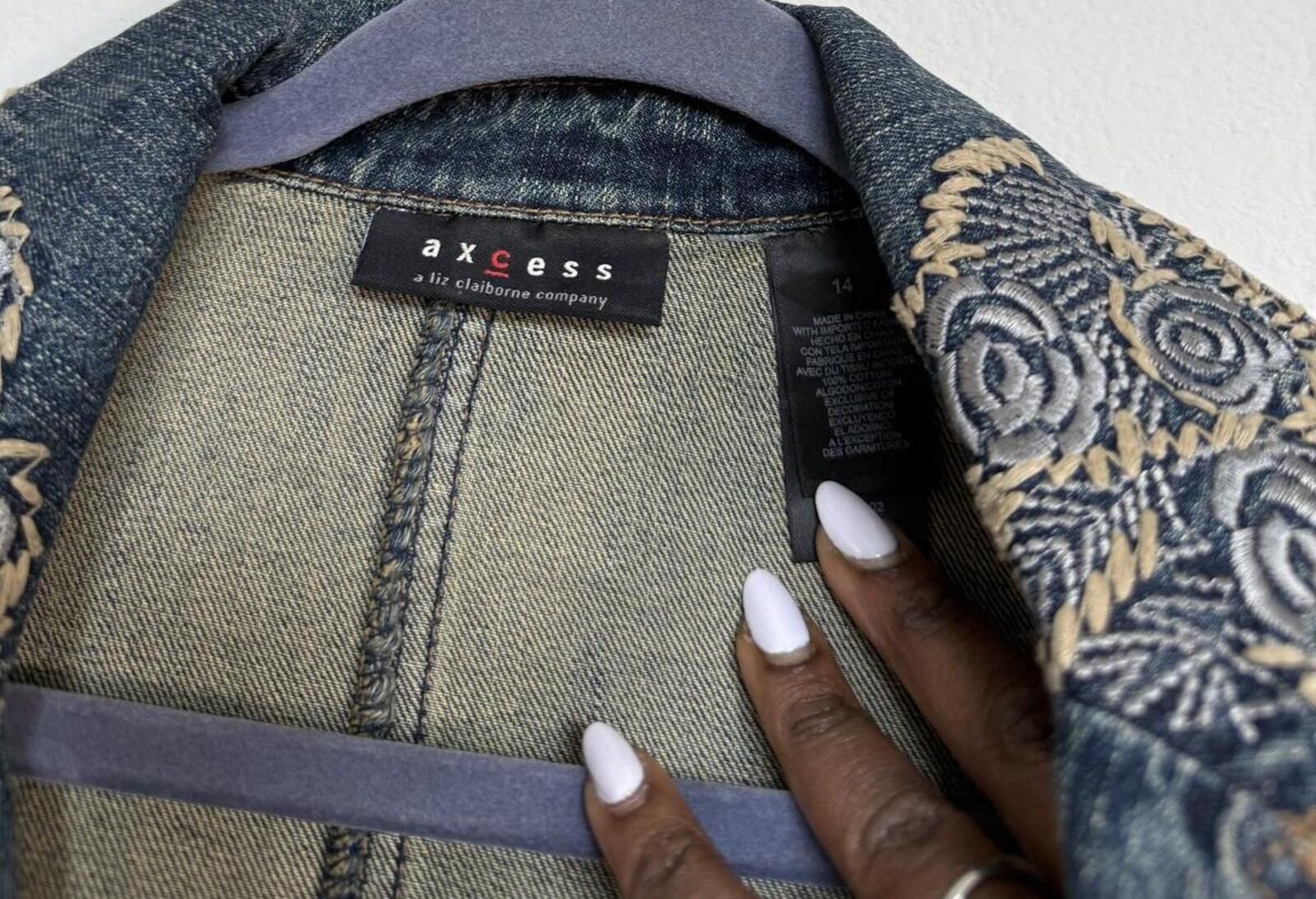 Other Vintage Y2K Denim Jacket with Embroidered Collar Size XL / US 12-14 / IT 48-50 - 3 Thumbnail