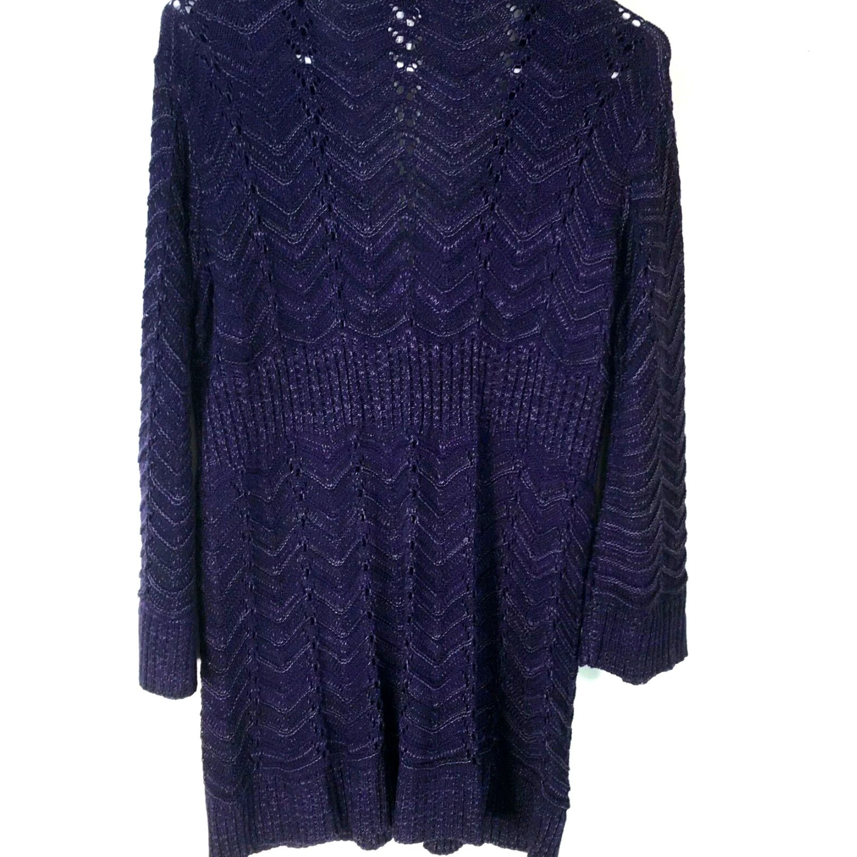 Vintage Chico's Women’s Size 2 Long Sleeve Purple Cable Knit Cardigan Sweater with Three Buttons, Casual Style Size XS / US 0-2 / IT 36-38 - 2 Thumbnail