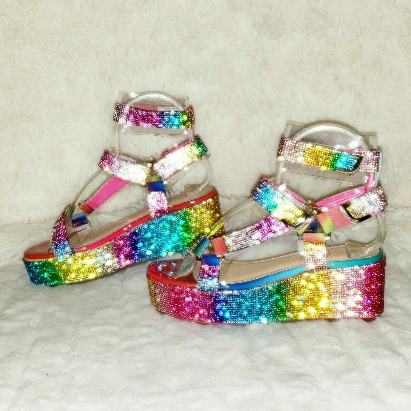 Other 2" Flatform Harness Strap Super Sparkle Rainbow Rhinestone S Size US 7.5 / IT 37.5 - 4 Thumbnail
