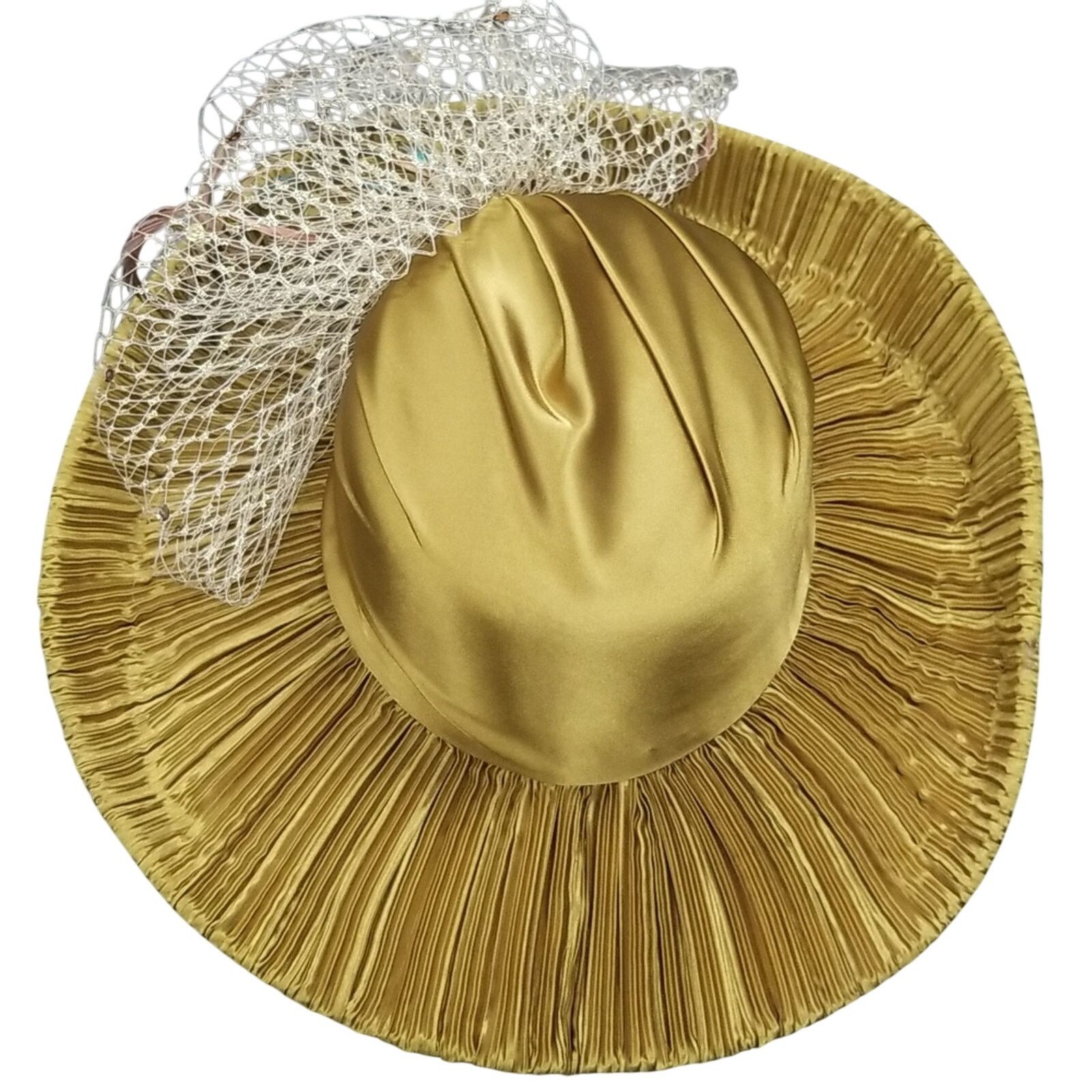 Other Donna Vinci Chartreuse Satin Hat, size 22 1/2 inches Size ONE SIZE - 7 Thumbnail
