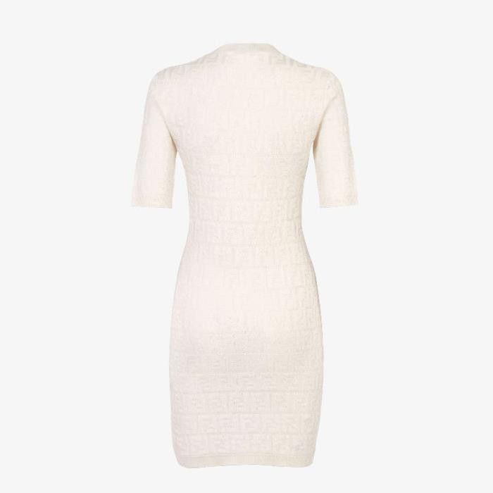 Fendi o1w1db10325 FZDB77 Midi Dress in Ivory Size L / US 10 / IT 46 - 2 Thumbnail