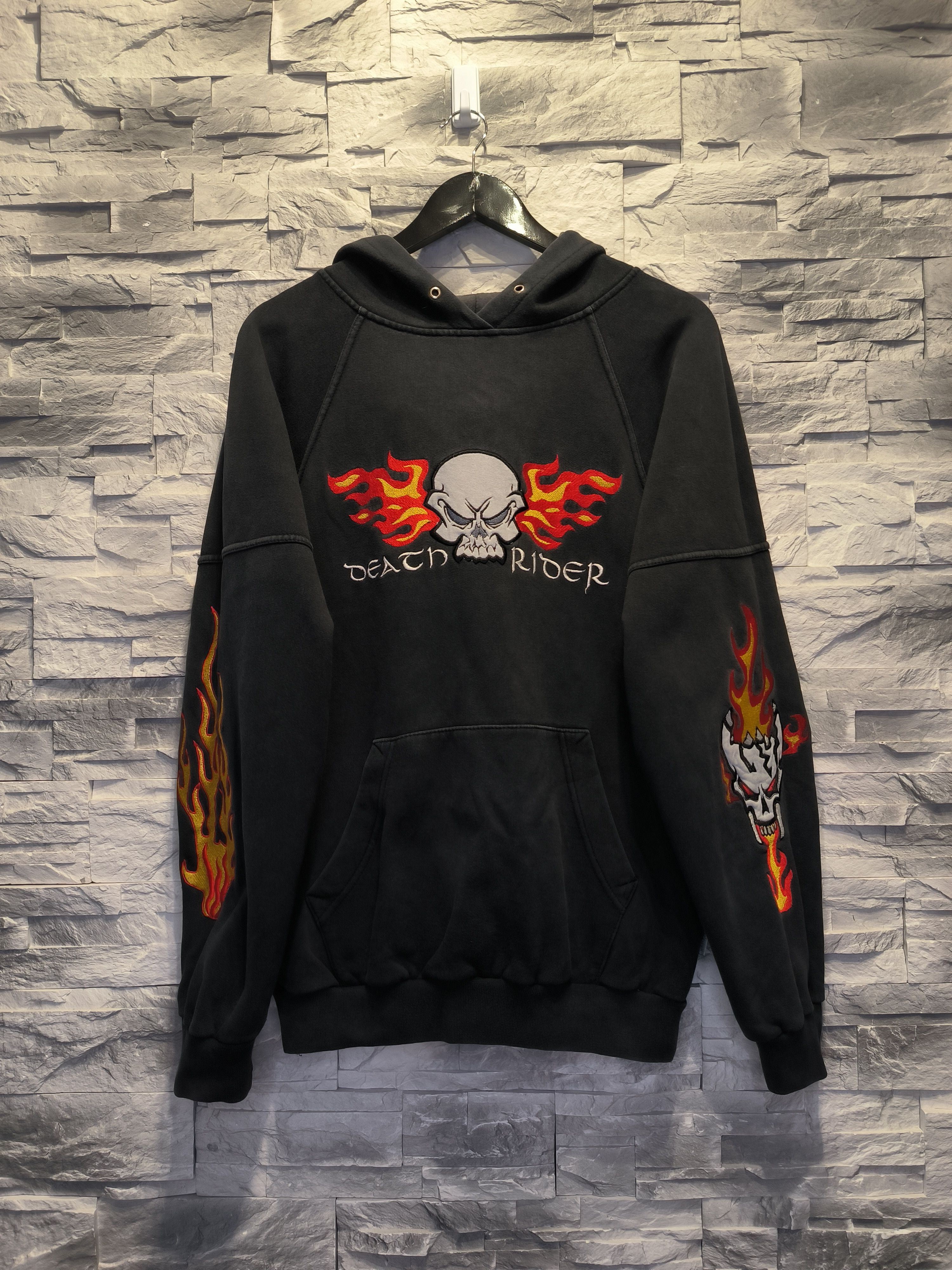 Vintage Vintage Death Rider Hoodie Skull Logo Flames Racing Size US M / EU 48-50 / 2 - 1 Thumbnail