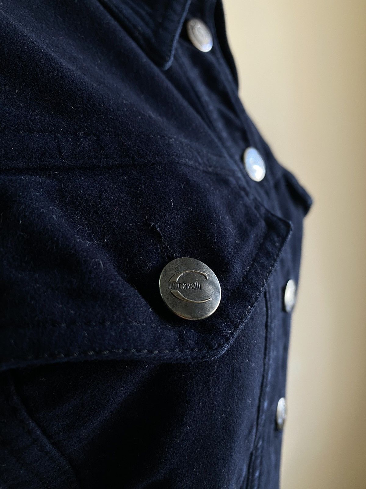 Just Cavalli Just Cavalli Velour Dark Blue Button Up Jacket Size S-M Size S / US 4 / IT 40 - 5 Thumbnail