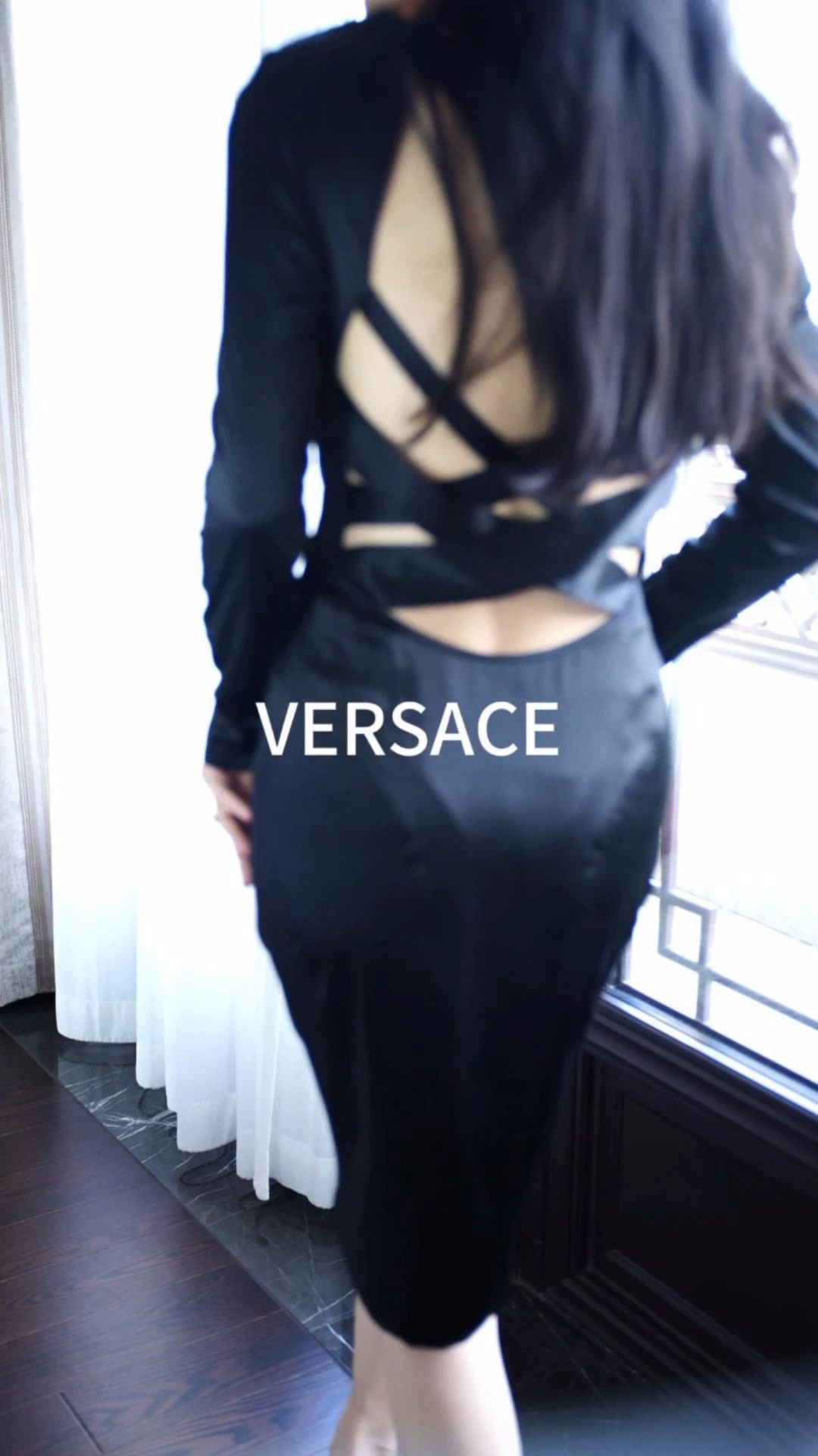 Versace Versace Vintage Silk Satin Backless Cross-Tie Dress (40/S, Black) Size S / US 4 / IT 40 - 1 Thumbnail