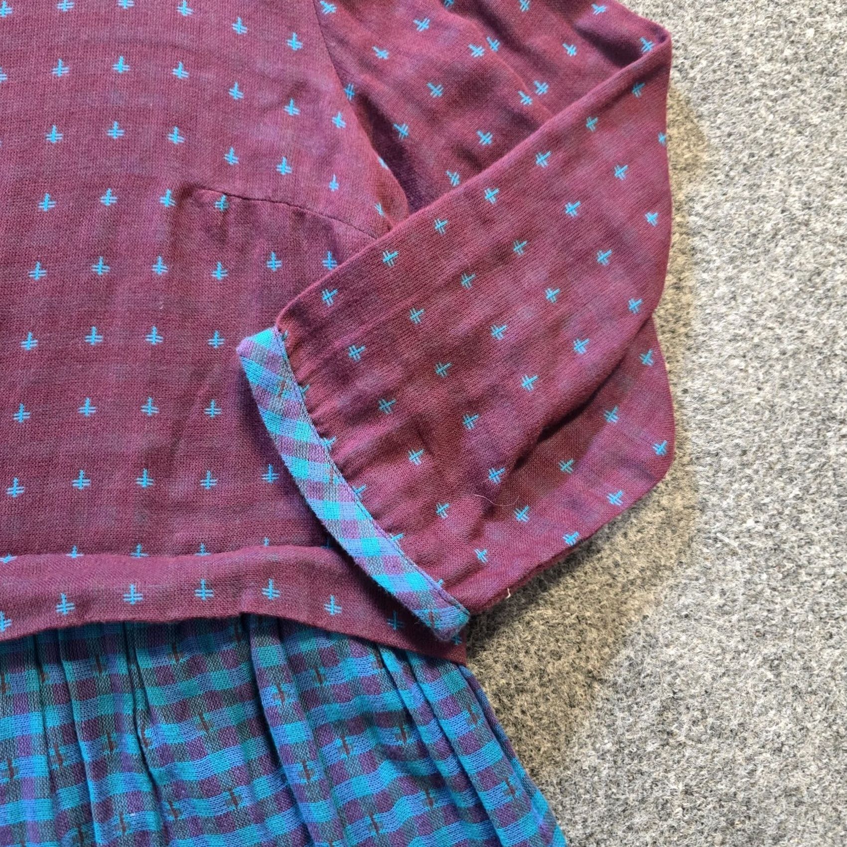 Vintage La Fiancee Top Womens Size 42 Purple Blue Plaid Boxy Gauze Lagenlook Casual Blouse Shirt Regular Woman Mens Girls Size M / US 6-8 / IT 42-44 - 3 Thumbnail