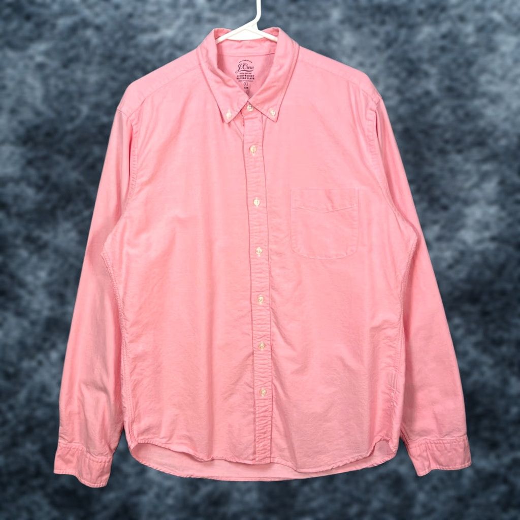 J.Crew J.CREW Mens Size Large Slim Fit Pink Lightweight Oxford Shirt Long Sleeve Button-Up Size US L / EU 52-54 / 3 - 1 Thumbnail
