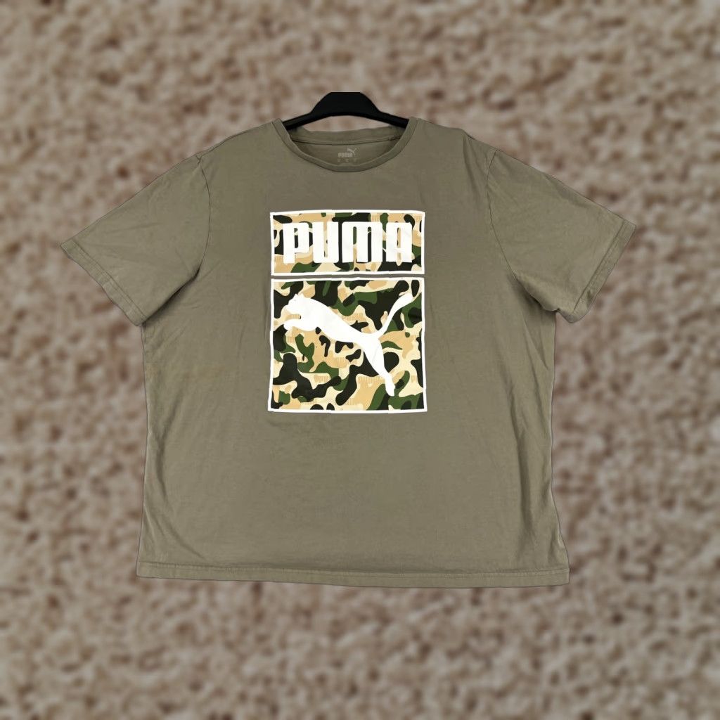 Puma Puma Shirt Mens XL Beige Camouflage Crew Neck Cotton Jersey One Shot Logo Size US XL / EU 56 / 4 - 1 Thumbnail