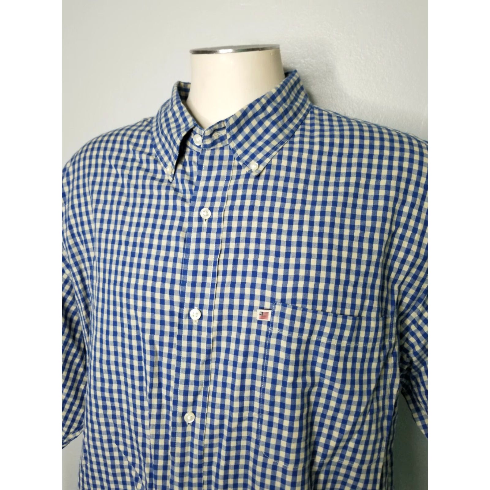 Polo Ralph Lauren VINTAGE Polo Ralph Lauren Shirt POLO RALPH LAUREN Plaid Short Sleeve Button-Up Oxford Shirt Men 2XL Blue Cotton Button-Down 1970s 80s Casual Mens Size US XXL / EU 58 / 5 - 2 Thumbnail