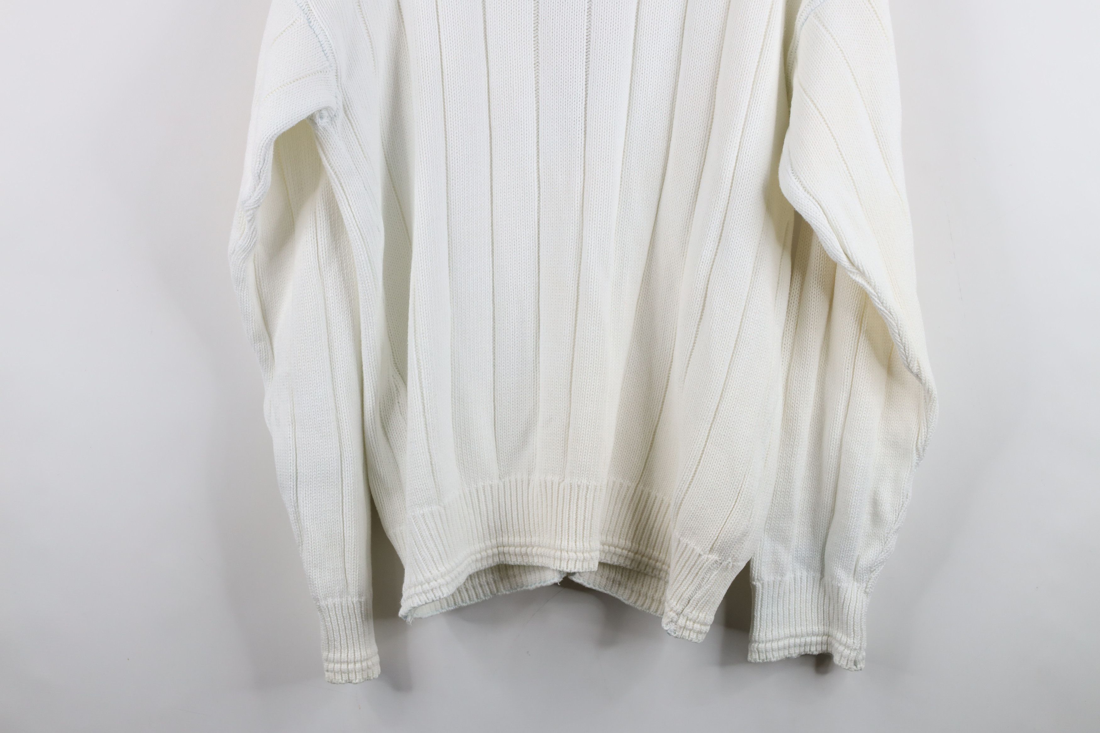 Vintage Vintage 90s Streetwear Ribbed Knit Cardigan Sweater White Size US M / EU 48-50 / 2 - 12 Thumbnail