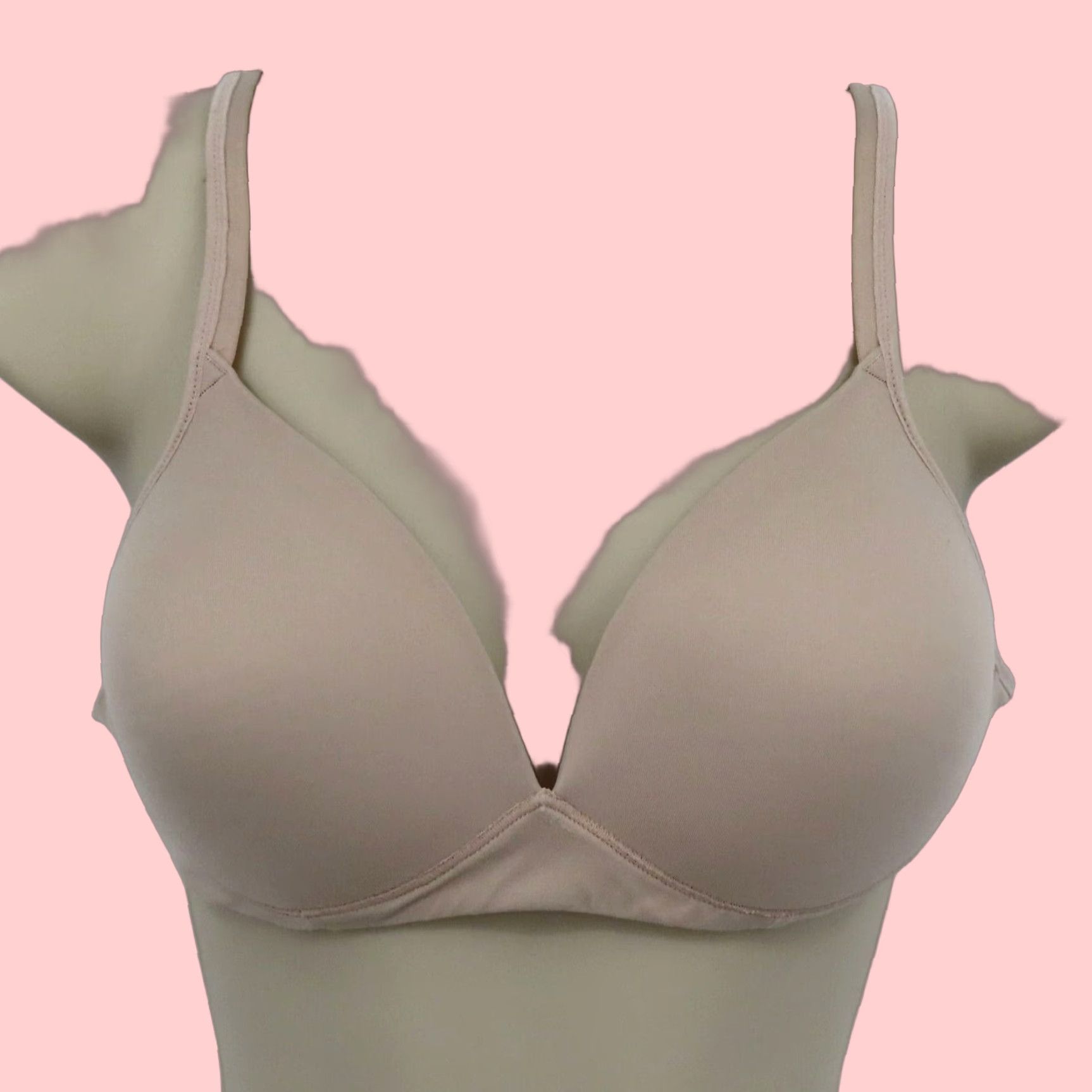 Vintage Warners 36B Elements Of Bliss Lift Wire Free Bra 01298 Beige Wireless Lined, Women's