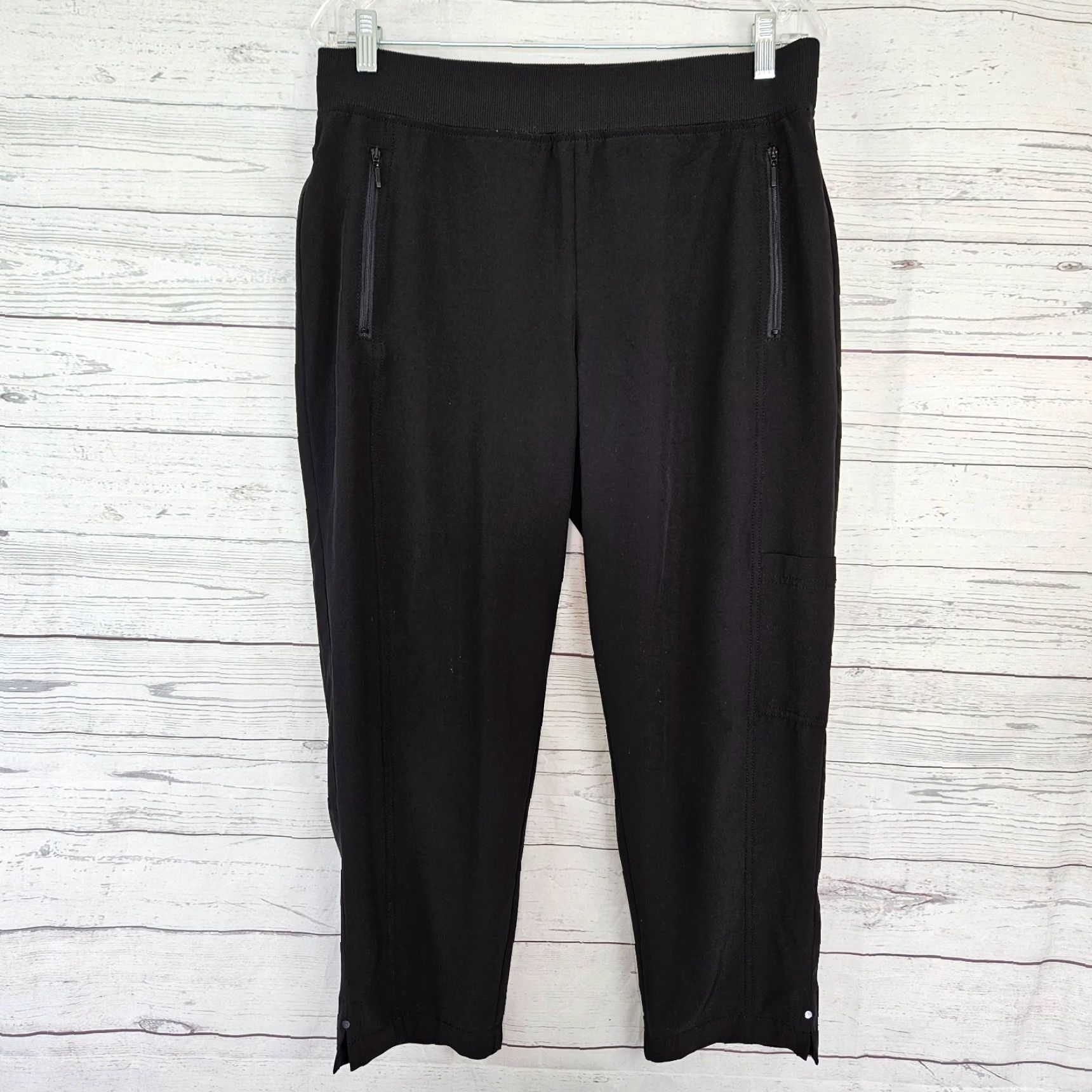 Vintage Chicos Zenergy Womens Cropped Pants Sz Medium Black Pull On Zip Pockets Size 32" / US 10 / IT 46 - 2 Thumbnail