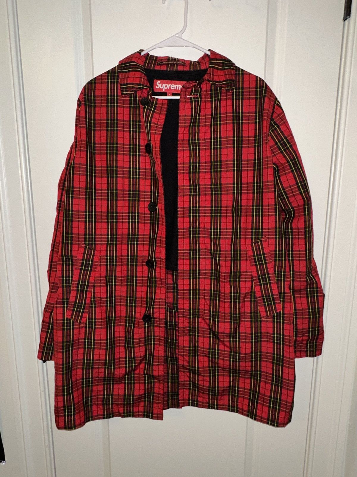 image of Supreme Ny Red Plaid Pullover Jacket in Plaid Red, Men's (Size Medium)