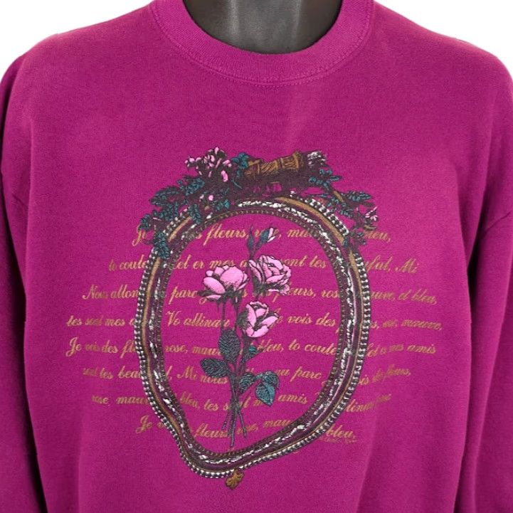 Vintage VINTAGE Gopher Sport Sweatshirt Mens Size Medium Purple 90s Roses Floral Made In USA Size US M / EU 48-50 / 2 - 2 Thumbnail
