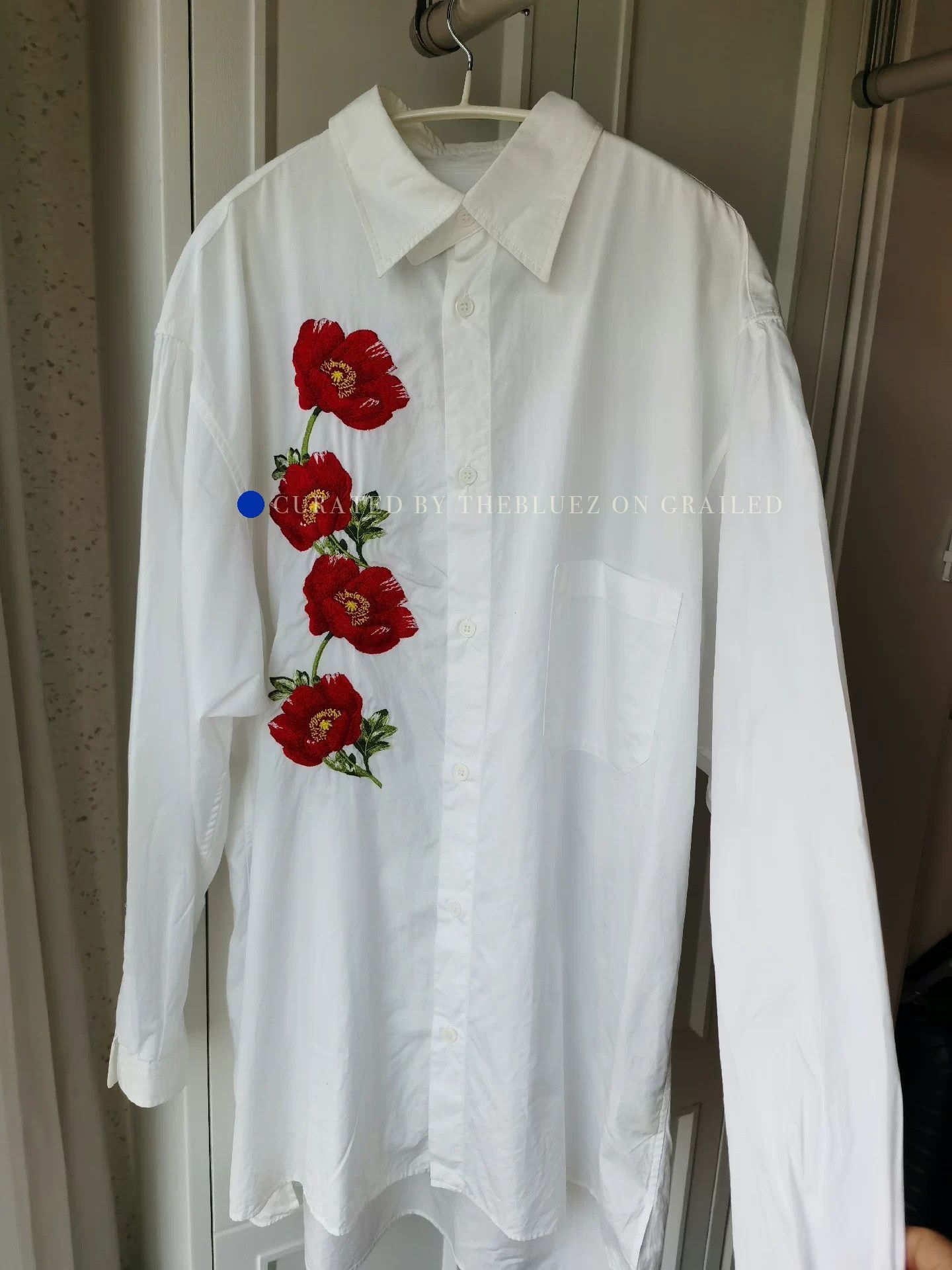 Yohji Yamamoto Vintage Embroidered Camellia White Button-Up Size US L / EU 52-54 / 3 - 1 Thumbnail