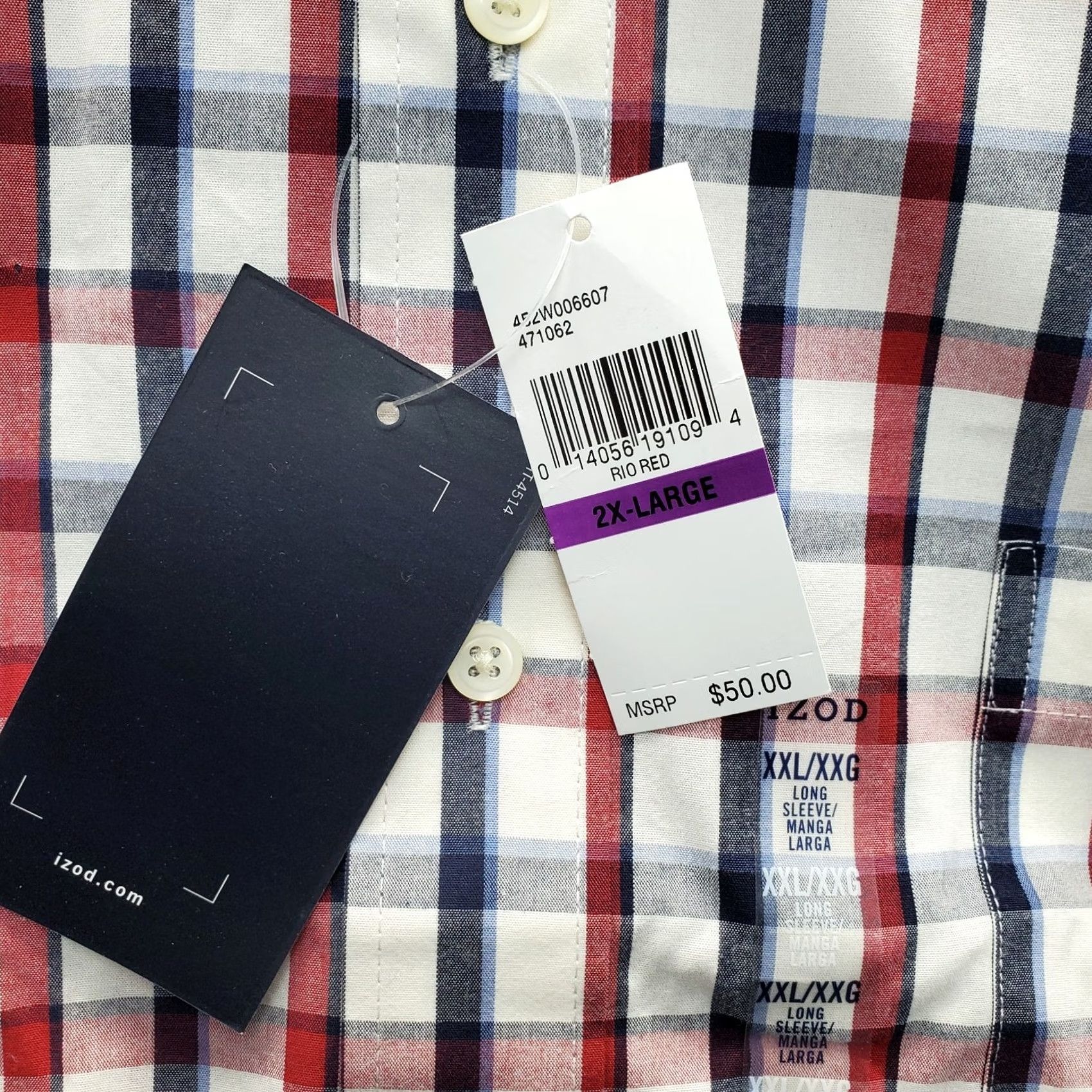Izod IZOD Mens XXL Multicolor Plaid Long Sleeve Button-Down Shirt Size US XXL / EU 58 / 5 - 5 Thumbnail