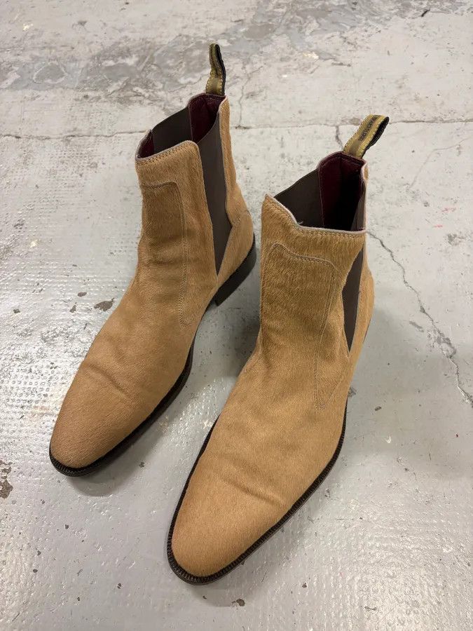 Roberto Cavalli 2000s Roberto Cavalli Beige Ponyhair Chelsea Leather Boots Size US 9 / EU 42 - 3 Thumbnail