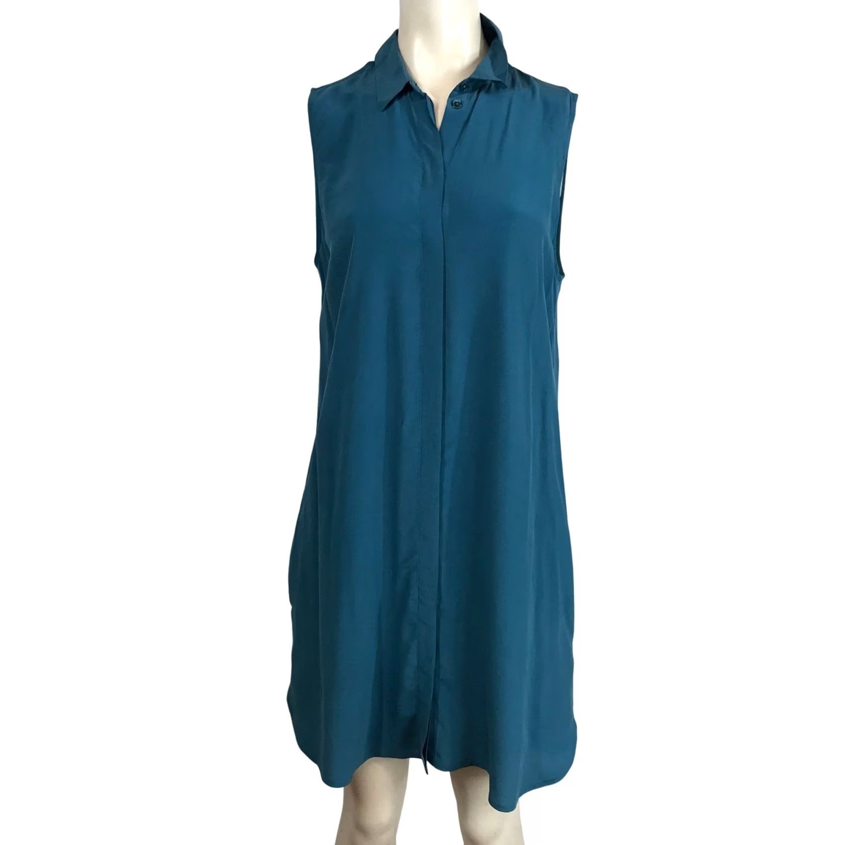 Equipment Equipment Femme Shirt Dress Teal Silk Midi Sleeveless Collared Button-Front Women M/M Size M / US 6-8 / IT 42-44 - 2 Thumbnail