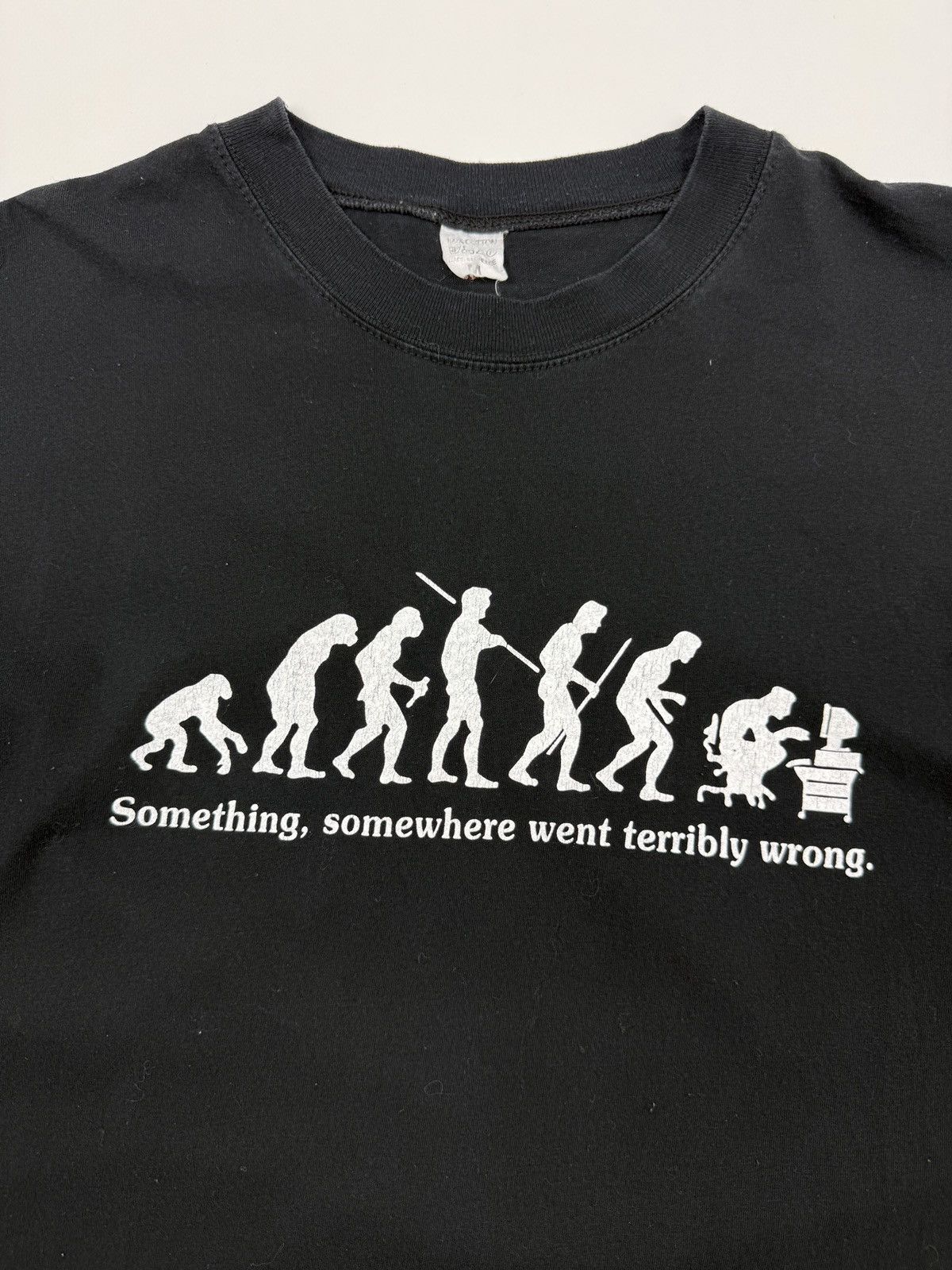 Vintage Y2K Vintage Human Evolution IT Geek Humor Graphic Boxy Tee Size US M / EU 48-50 / 2 - 3 Thumbnail