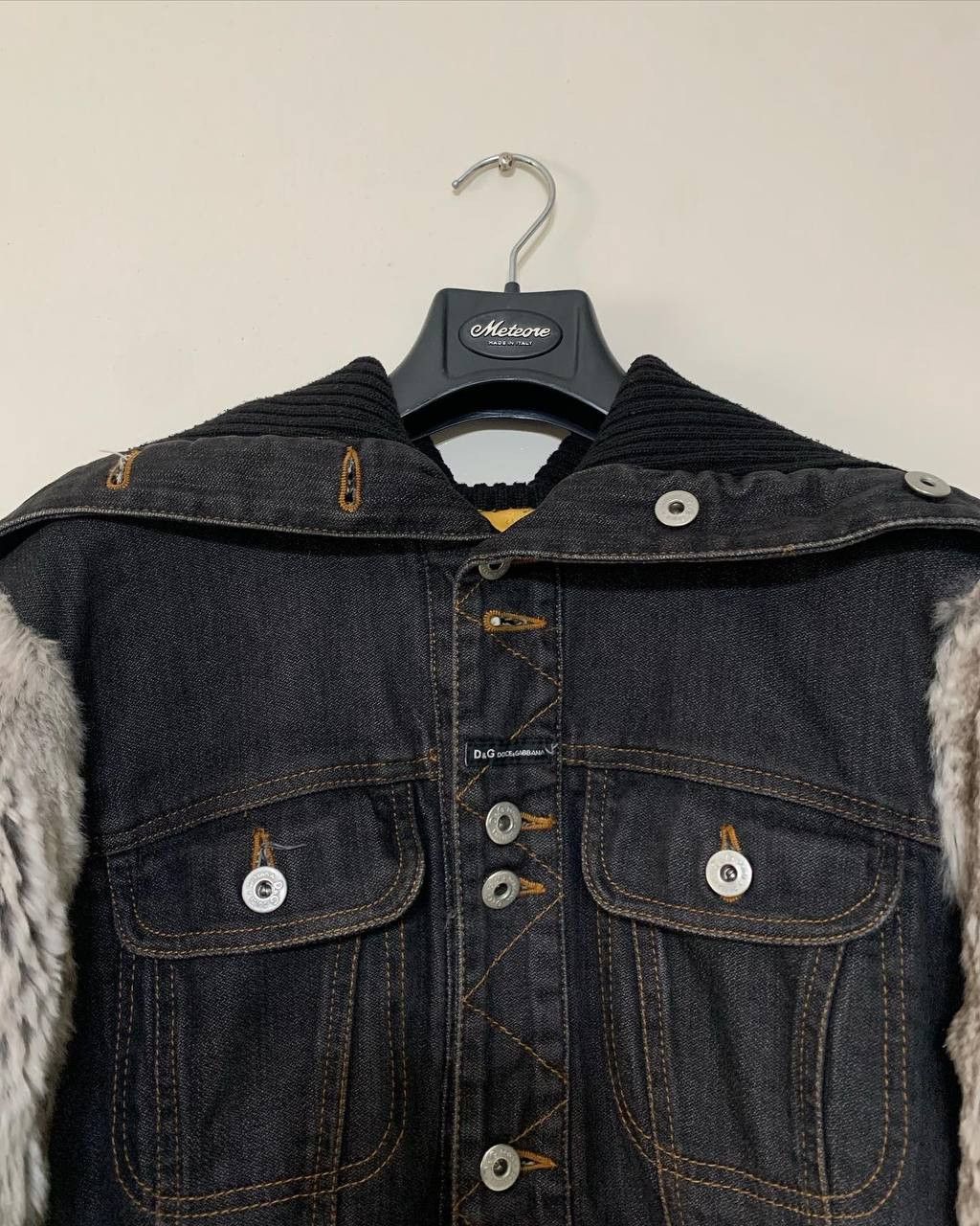 Dolce & Gabbana Vintage D&G Dolce Gabbana Rabbit Fur Denim Jacket sz.L Size L / US 10 / IT 46 - 5 Thumbnail