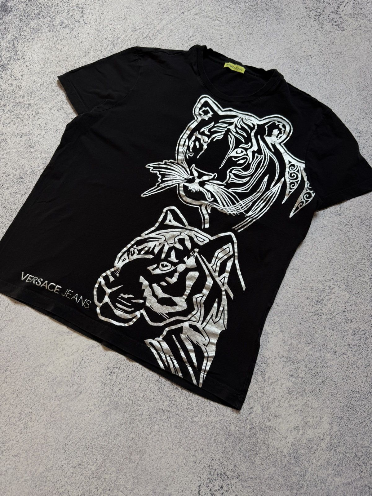 Versace VERSACE Tiger Big Cat Foil Metallic Graphic Tee Black Silver Size US XXL / EU 58 / 5 - 3 Thumbnail