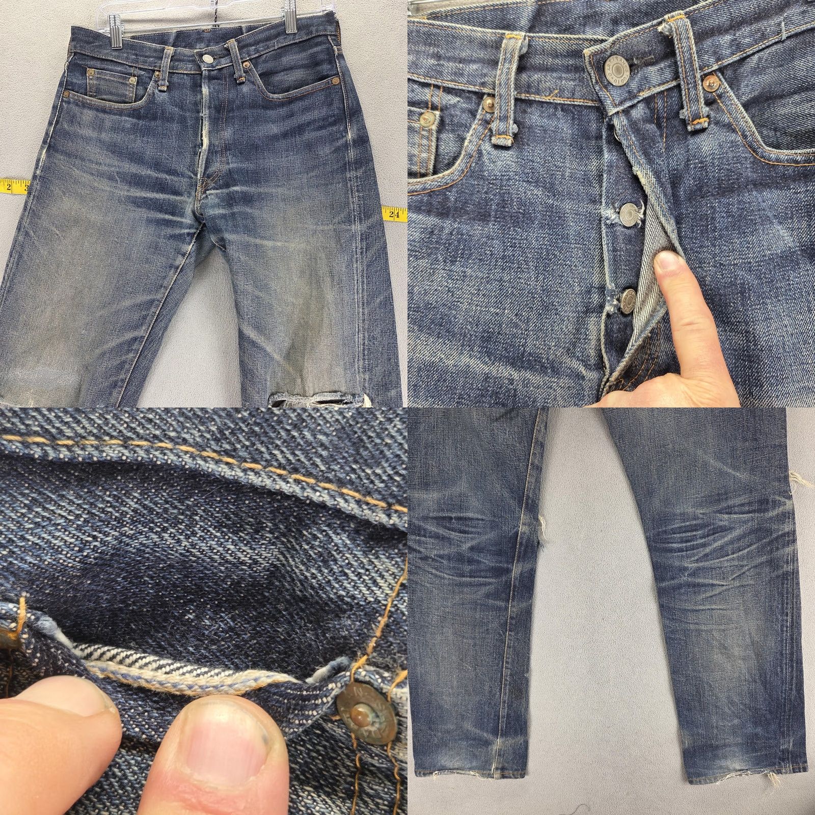 Studio D'Artisan Studio D Artisan Jeans Mens 31x31 SD-103 Selvedge Thrashed Whiskers Honeycomb Size US 31 - 9 Thumbnail