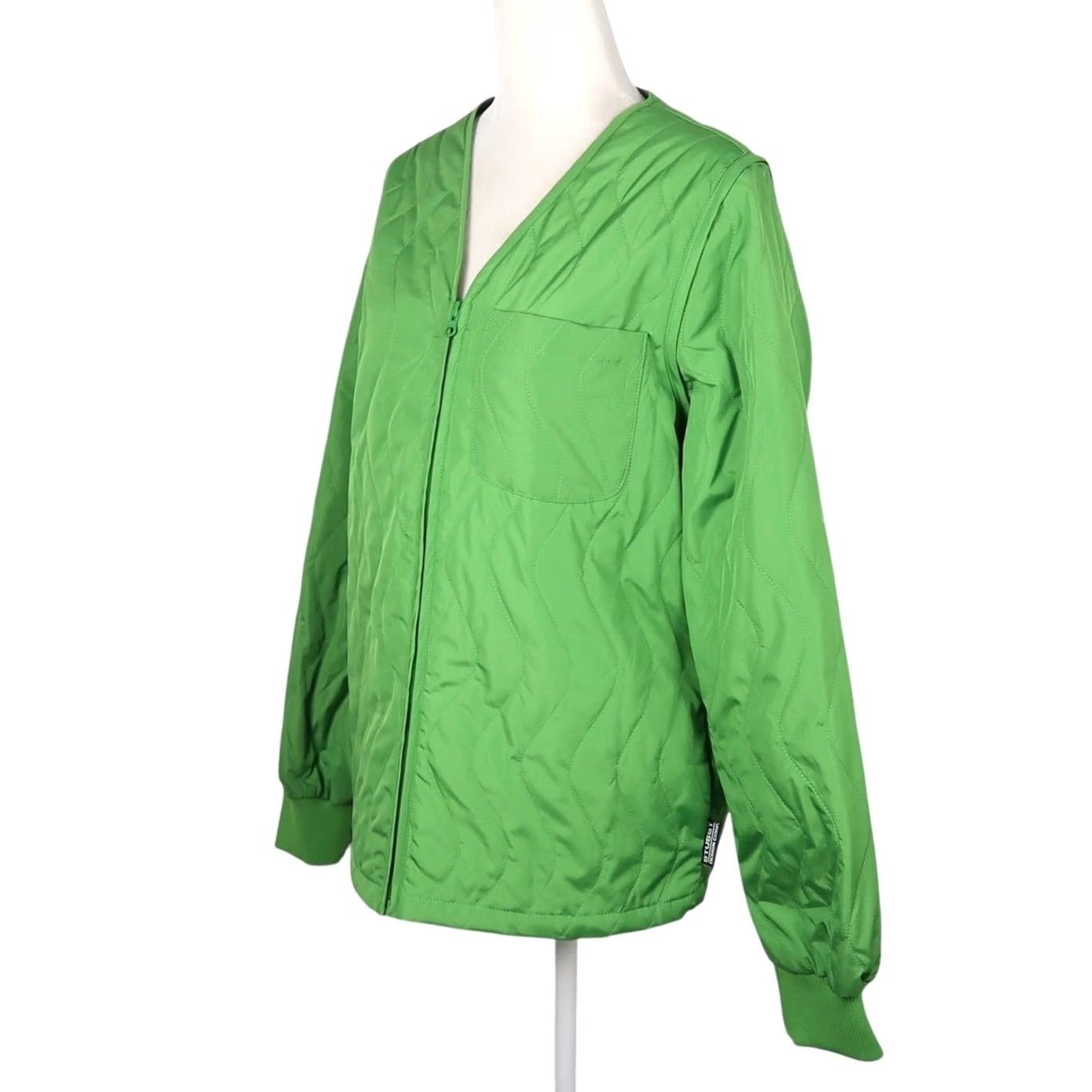 Vintage Stussy Jacket Zip Off Quilted Liner Green Womens M Regular Long Sleeve Solid Zip Front Short Coat Casual Fall Winter Spring Vest option Size M / US 6-8 / IT 42-44 - 3 Thumbnail