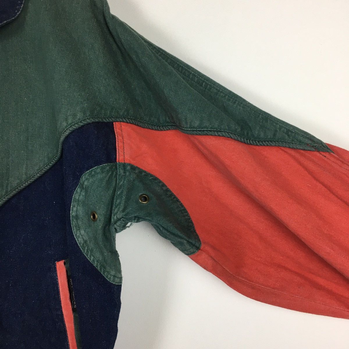 Vintage Vintage Hot Spices Colour Block Denim Bomber Size L / US 10 / IT 46 - 5 Thumbnail