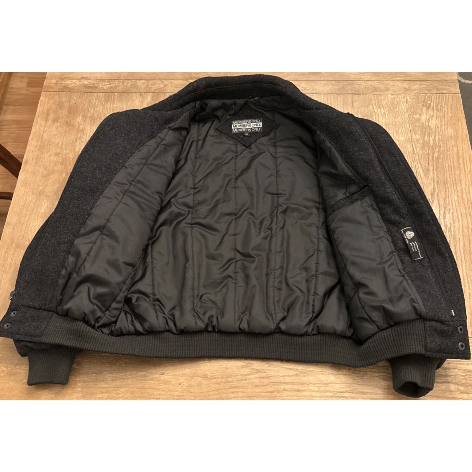 Members Only VINTAGE Members Only Wool Bomber Jacket Mens 42 Dark Heather Gray Full Zip Pockets 80s Bohemian Retro Size US XS / EU 42 / 0 - 7 Thumbnail