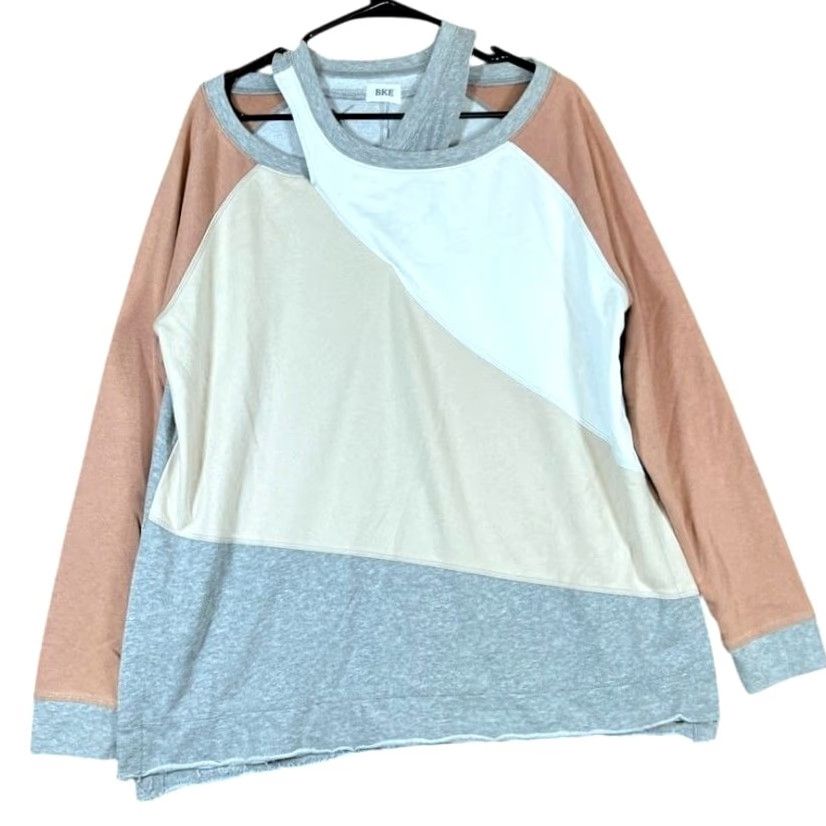 BKE BKE Womens Sweater Gray MultiColor Block Side Slits M/L Pullover Knit Slit Sleeve Womens Size L / US 10 / IT 46 - 2 Thumbnail