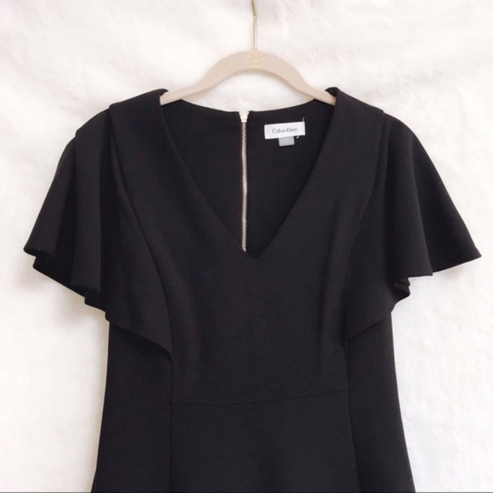 Calvin Klein Black Short Sleeve Fit & Flare Dress