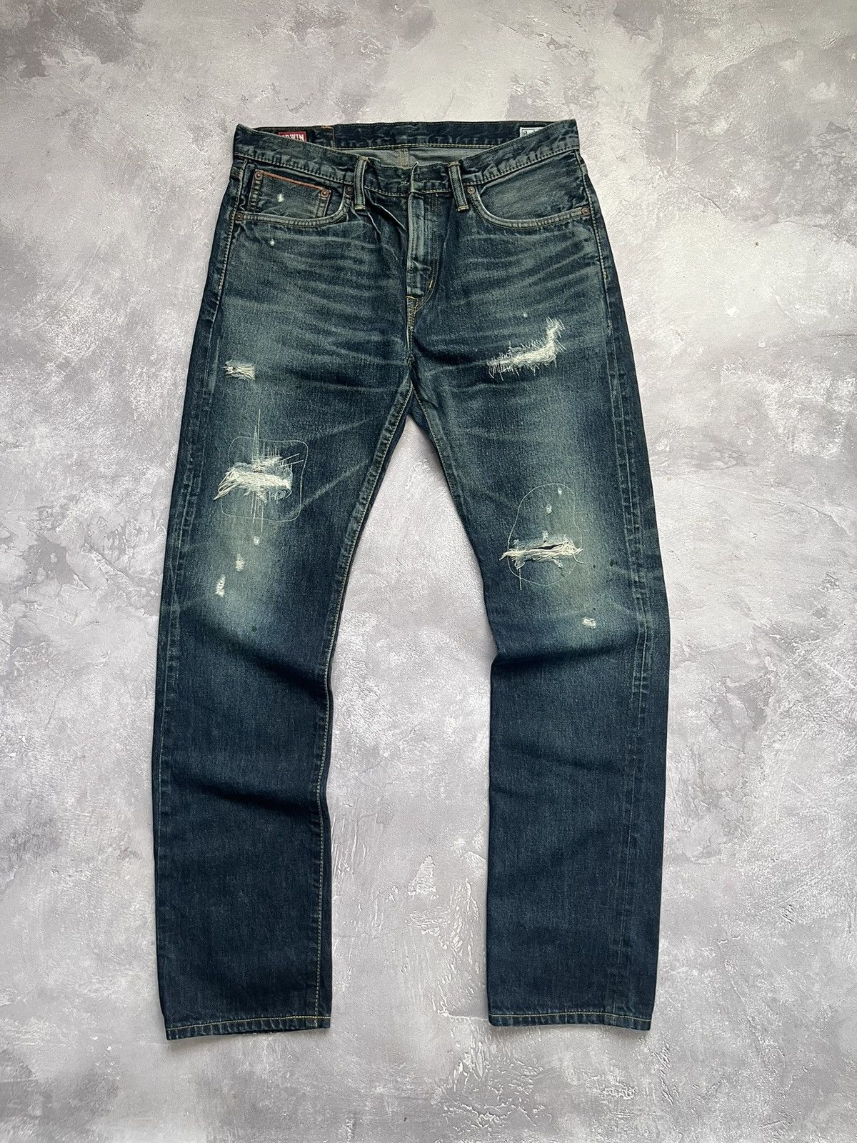 Edwin Vtg Edwin Distressed Mudwash Selvage Denim Pants Jeans 31x33 Size US 31 - 1 Thumbnail