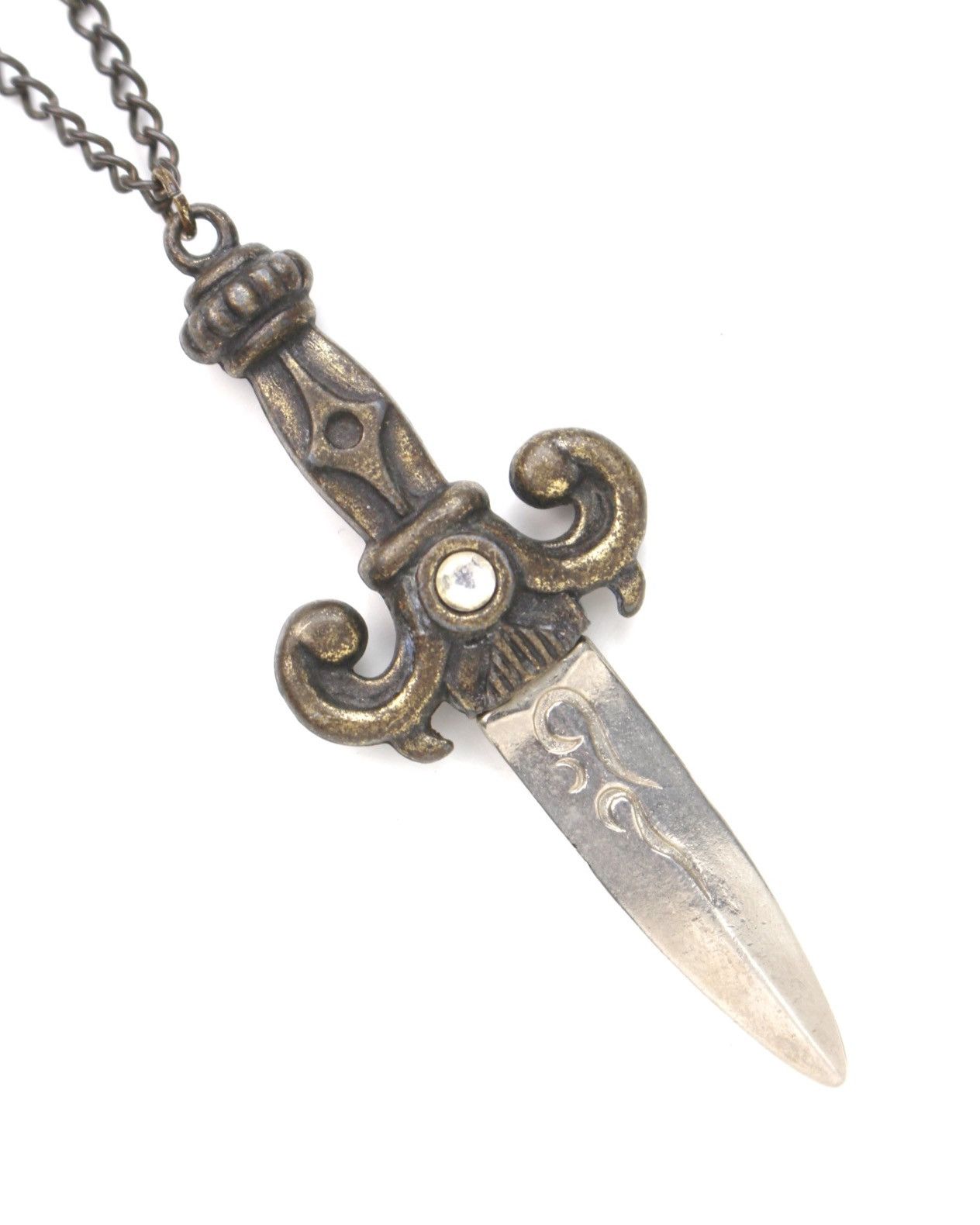 Vintage 1990S JAPANESE MADE ORNATE DAGGER LONG CHAIN NECKLACE Size ONE SIZE - 3 Thumbnail