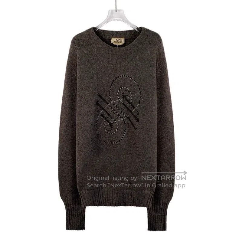 Hermes Hermes Dark coffee color whip stitch embroidery design cas Size XXL / US 16-18 / IT 52-54 - 1 Thumbnail