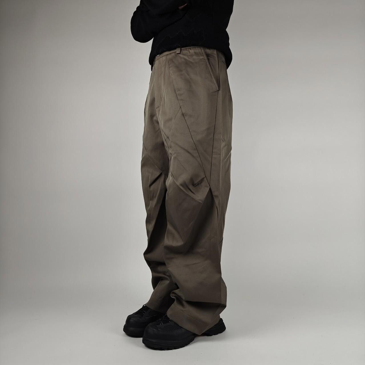 Other Khaki Diamond Pleated Wide Leg Trousers Size US 32 / EU 48 - 5 Thumbnail