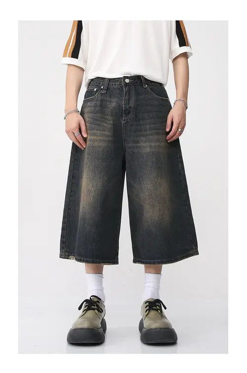 Japanese Brand × Jean Loose wide-leg vintage distressed denim shorts Size US 32 / EU 48 - 2 Thumbnail