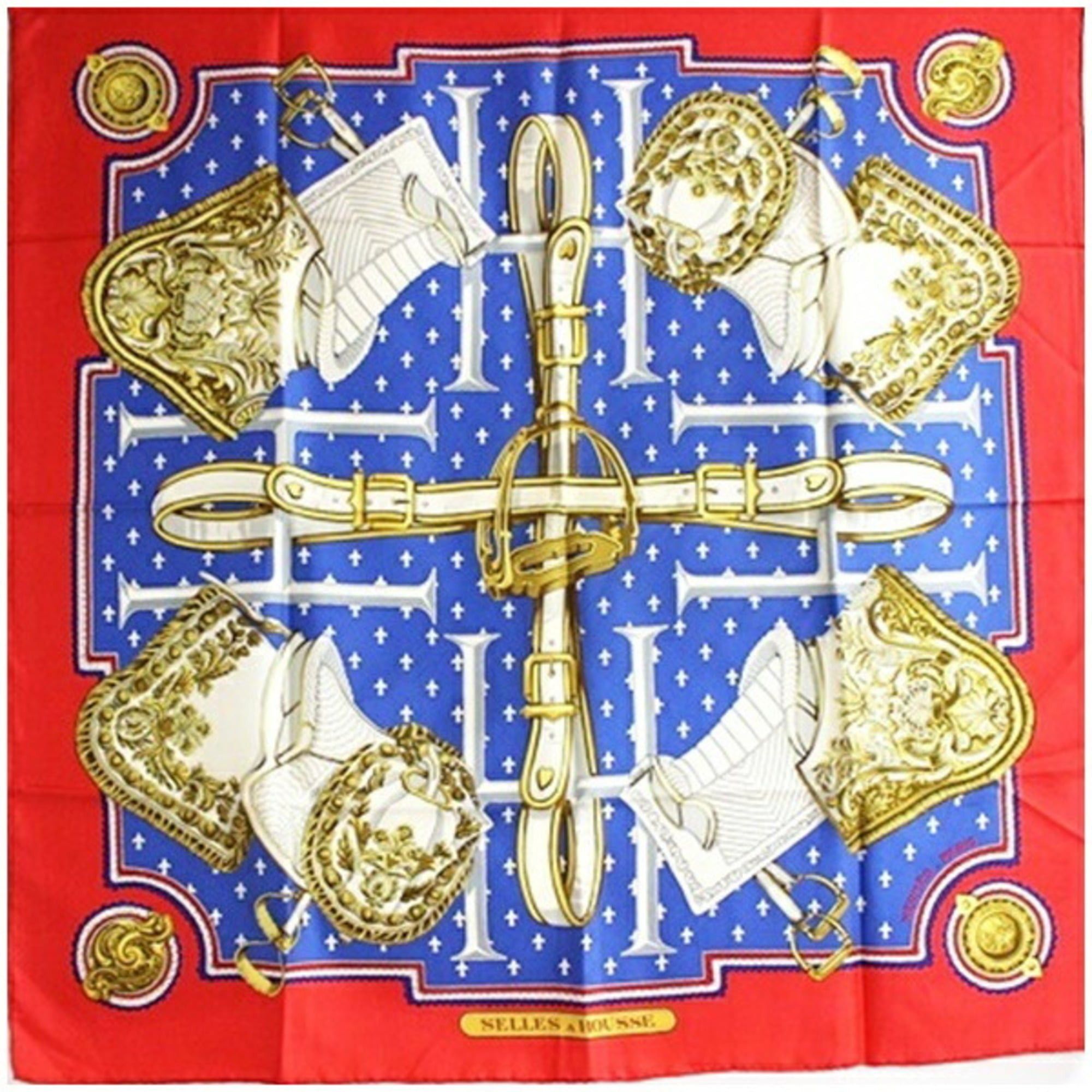 Hermes Hermes Silk Scarf Muffler Carre 90 SELLES A HOUSSE HERMES Women's Size ONE SIZE - 1 Thumbnail