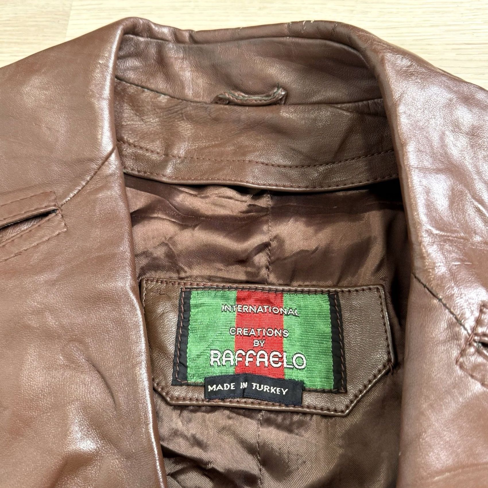 Vintage VINTAGE Raffaelo Creations Leather Pea Coat Jacket Long 42 Brown Men Size 42 Vintage 1970s Size US XS / EU 42 / 0 - 7 Thumbnail